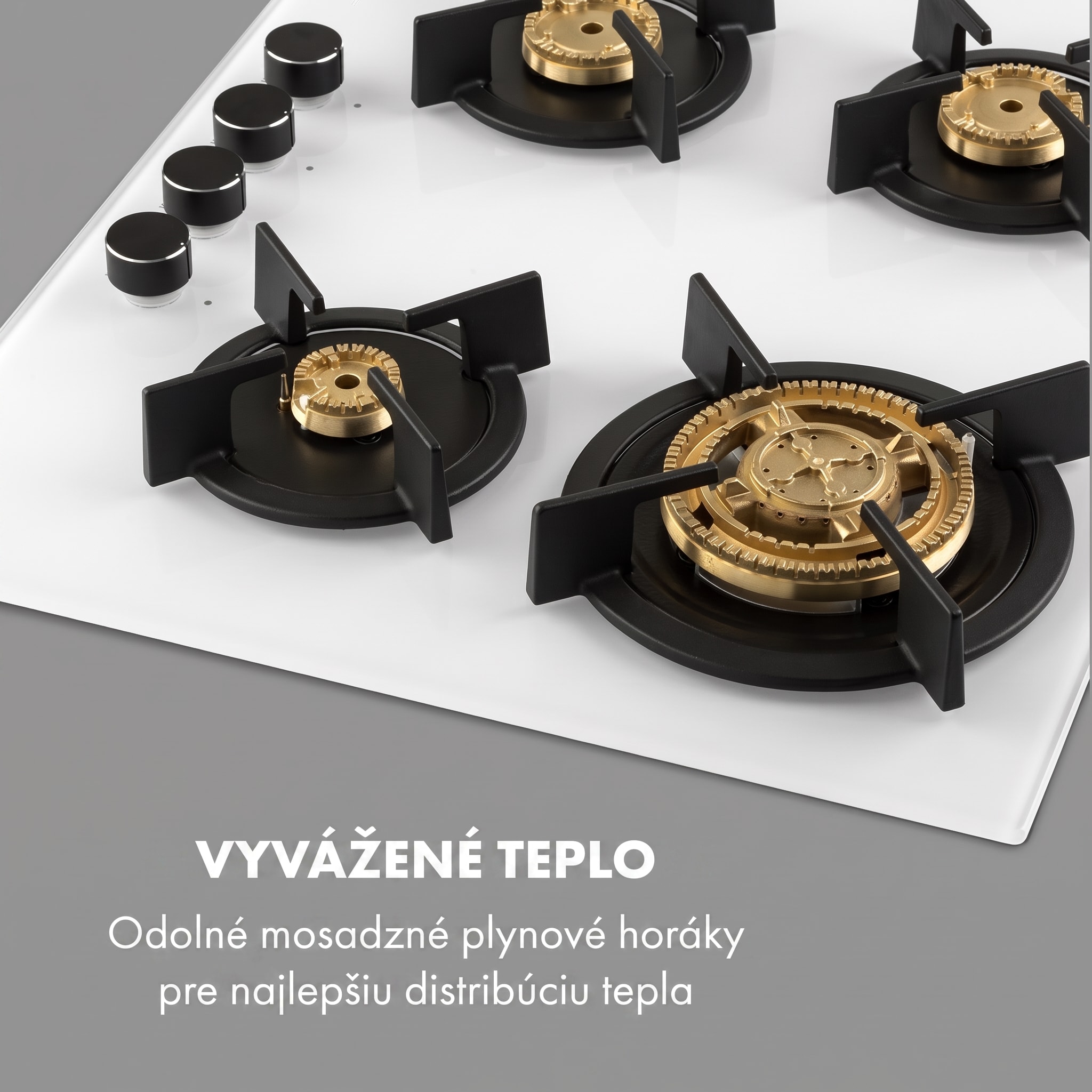 Klarstein Goldflame 4, plynová varná doska, 4 mosadzné horáky, sklokeramika – Obrázok 3