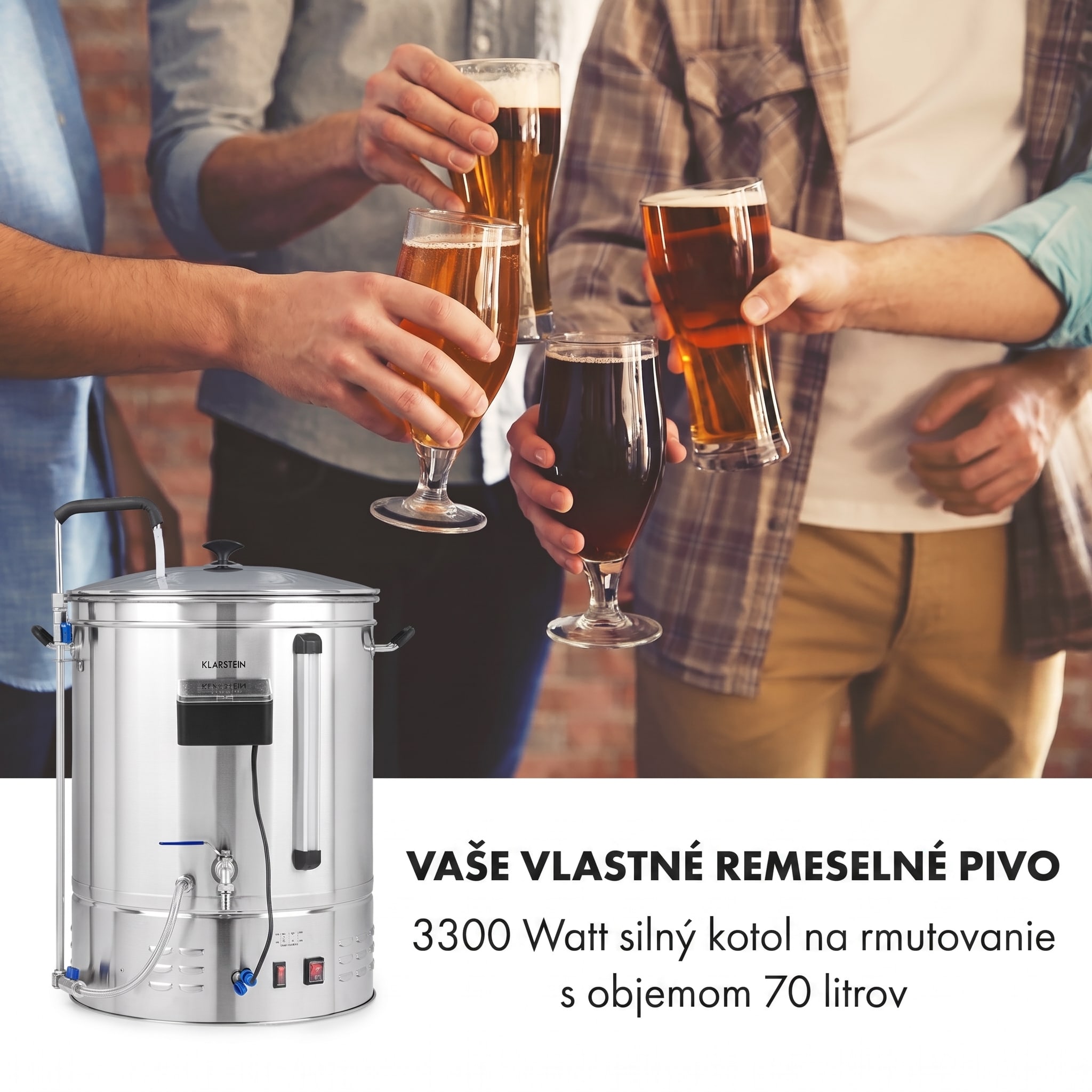 Klarstein Brauheld Pro, sladový kotol, 70 l, 3300 W, 30 – 100 °C, obehové čerpadlo, nehrdzavejúca oceľ – Obrázok 2