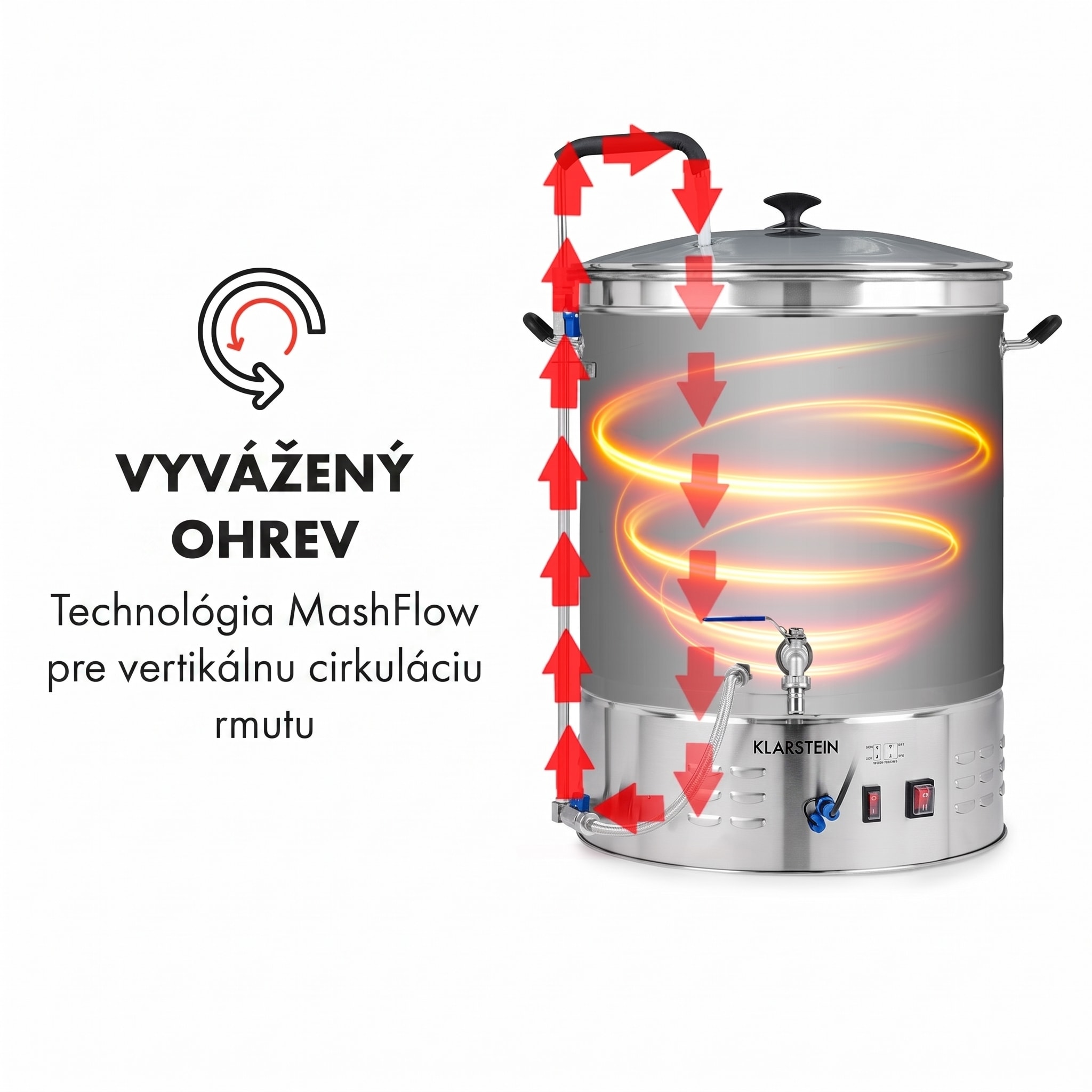 Klarstein Brauheld Pro, sladový kotol, 70 l, 3300 W, 30 – 100 °C, obehové čerpadlo, nehrdzavejúca oceľ – Obrázok 5