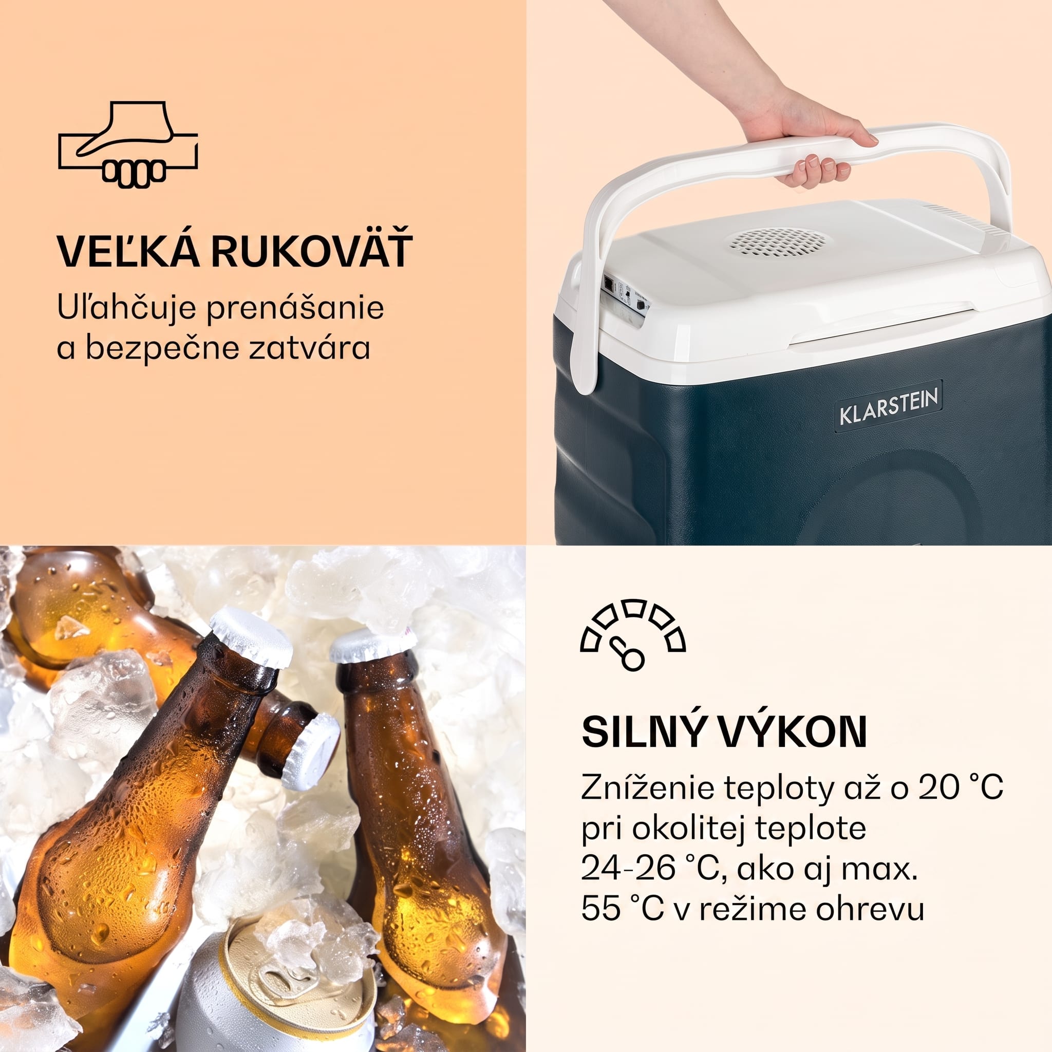 Klarstein BeerBelly 29, autochladnička, elektrický chladiaci box, funkcia chladenia a udržiavania tepla, USB port, režim ECO – Obrázok 5