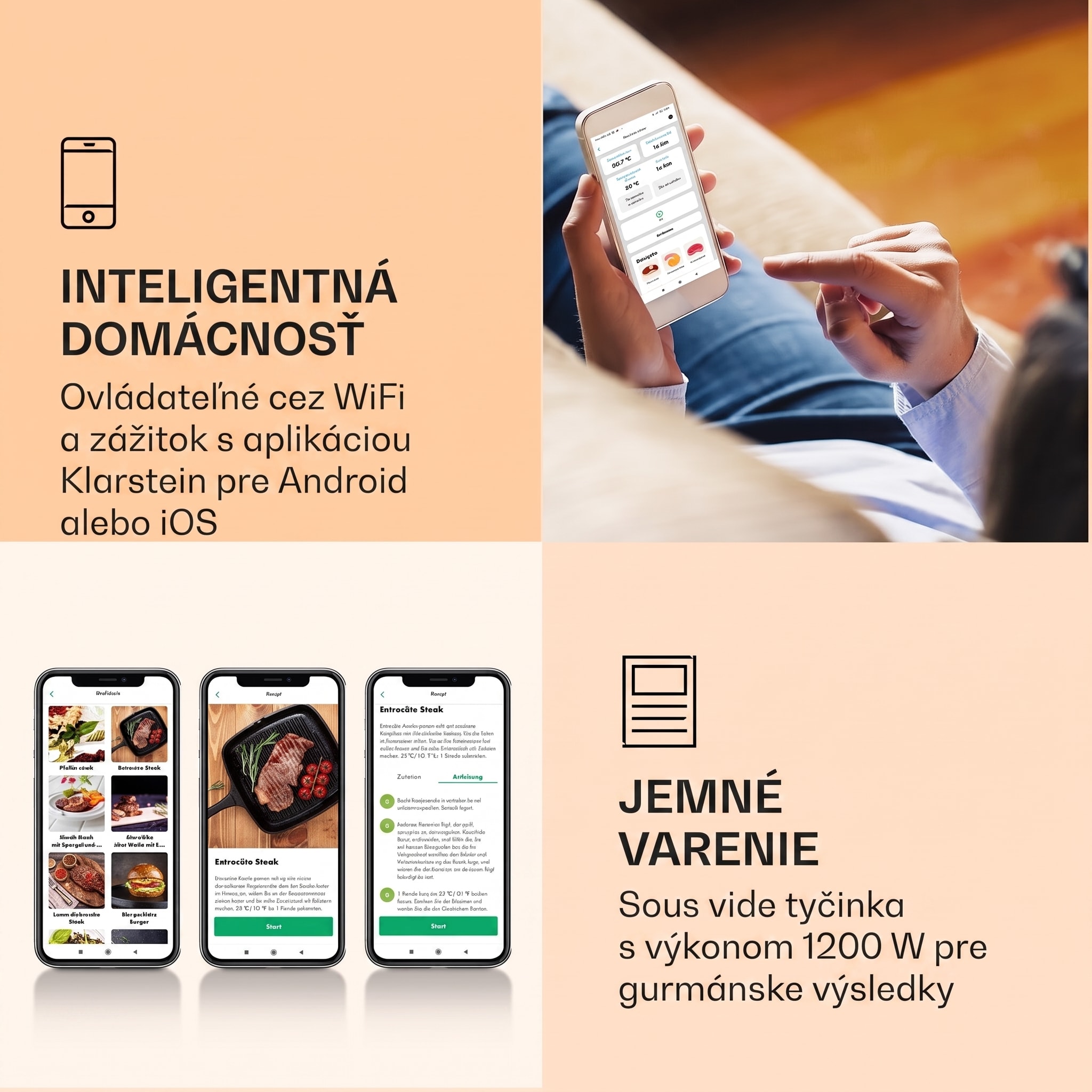 Klarstein Quickstick Smart, Sous Vide varič, 1200 W, 20-95 °C, 3D cirkulácia – Obrázok 3
