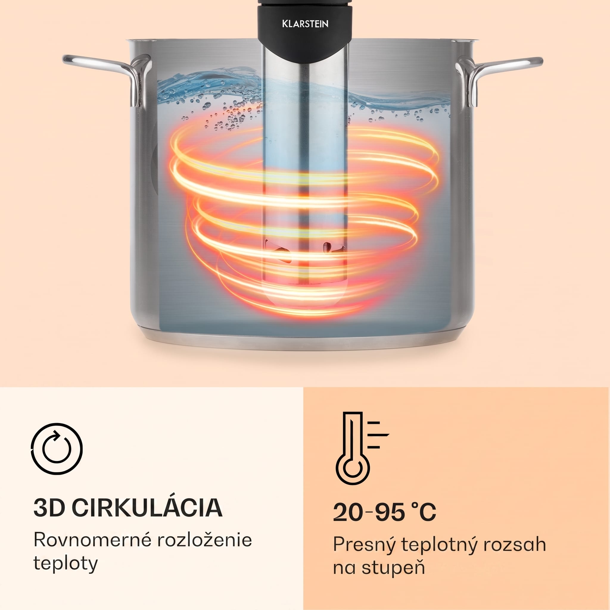 Klarstein Quickstick Smart, Sous Vide varič, 1200 W, 20-95 °C, 3D cirkulácia – Obrázok 5
