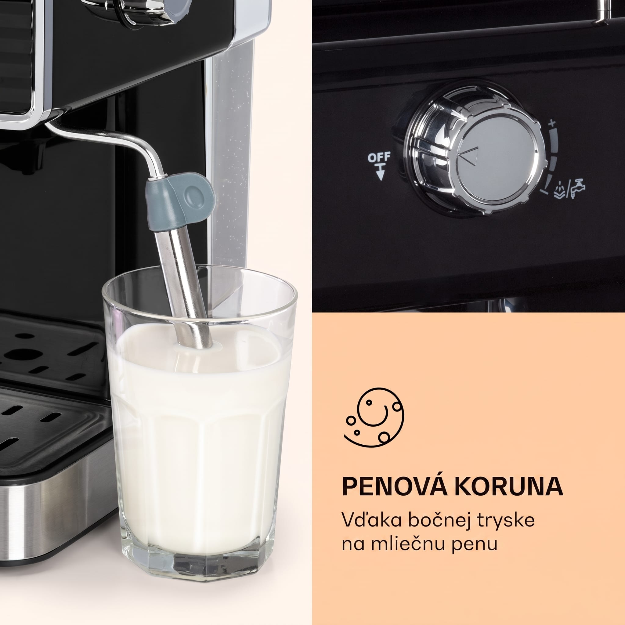 Klarstein Gusto Classico, pákový kávovar, 1350 W, 20 bar, 1,5l, nehrdzavejúca oceľ – Obrázok 4