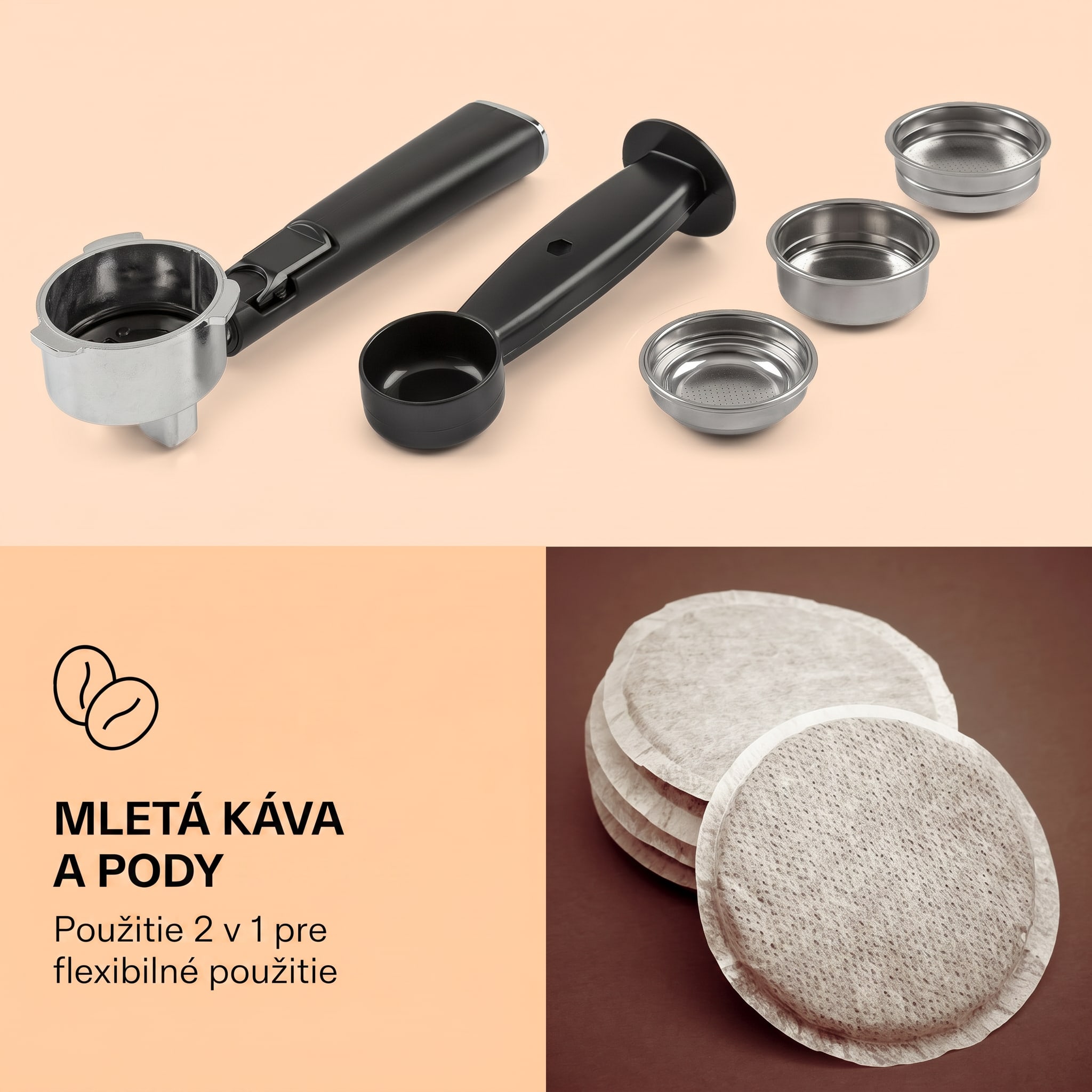 Klarstein Gusto Classico, pákový kávovar, 1350 W, 20 bar, 1,5l, nehrdzavejúca oceľ – Obrázok 3