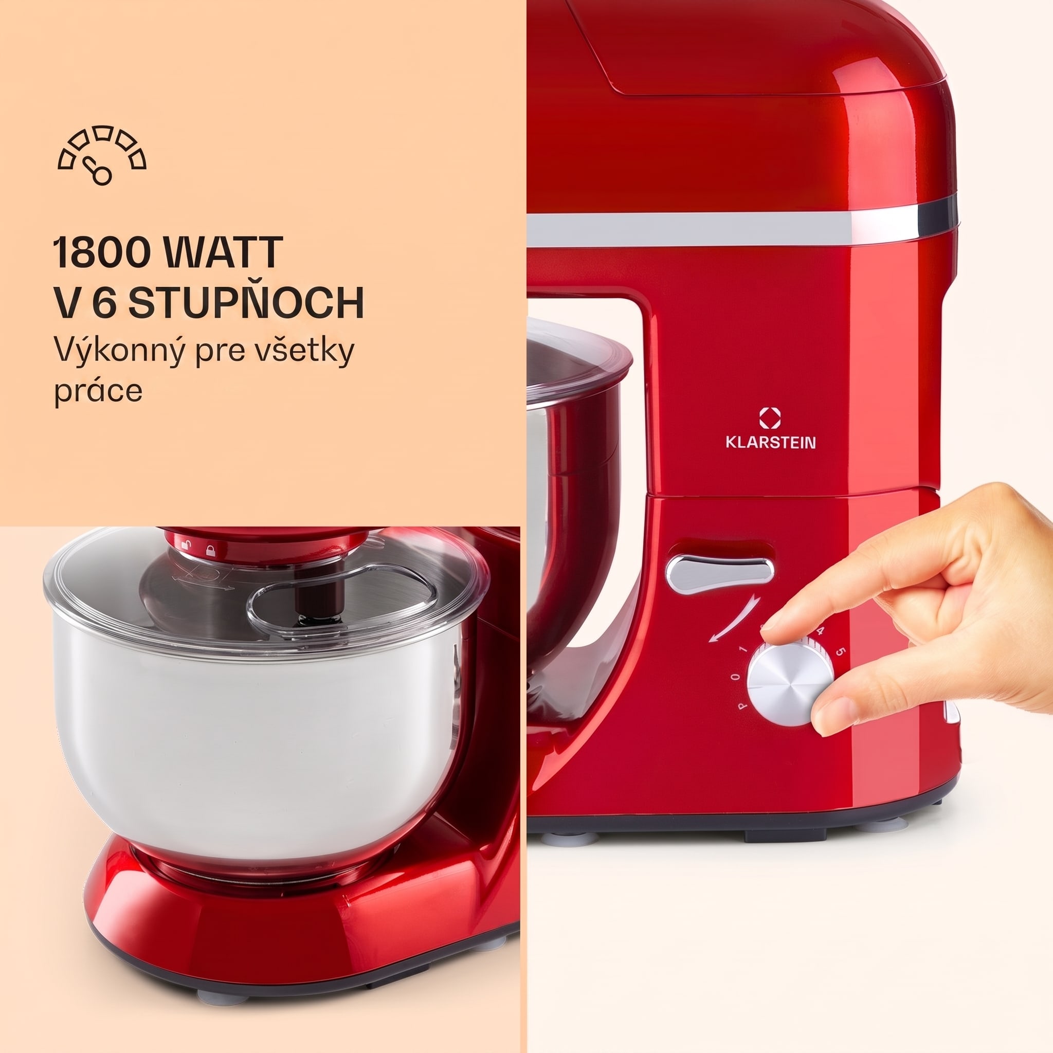 Klarstein Lucia Elegance, kuchynský robot, mixér, mlynček na mäso, 1800 W, bez BPA – Obrázok 3