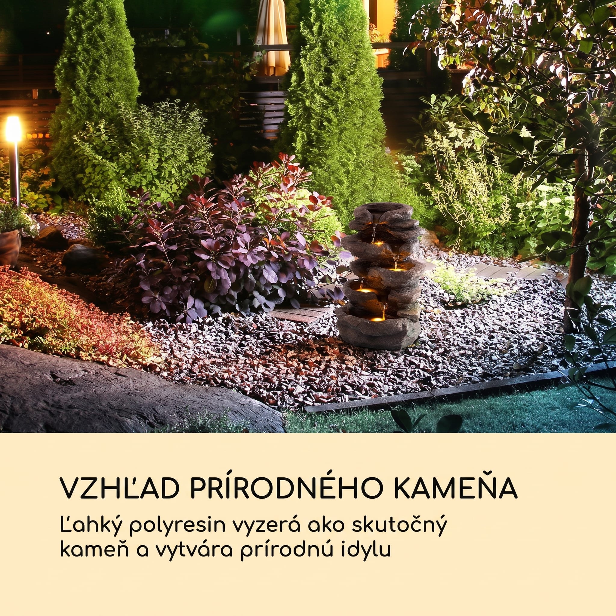 Blumfeldt Stonehenge, solárna fontána, LED osvetlenie, polyresin, lítiovo-iónový akumulátor – Obrázok 3