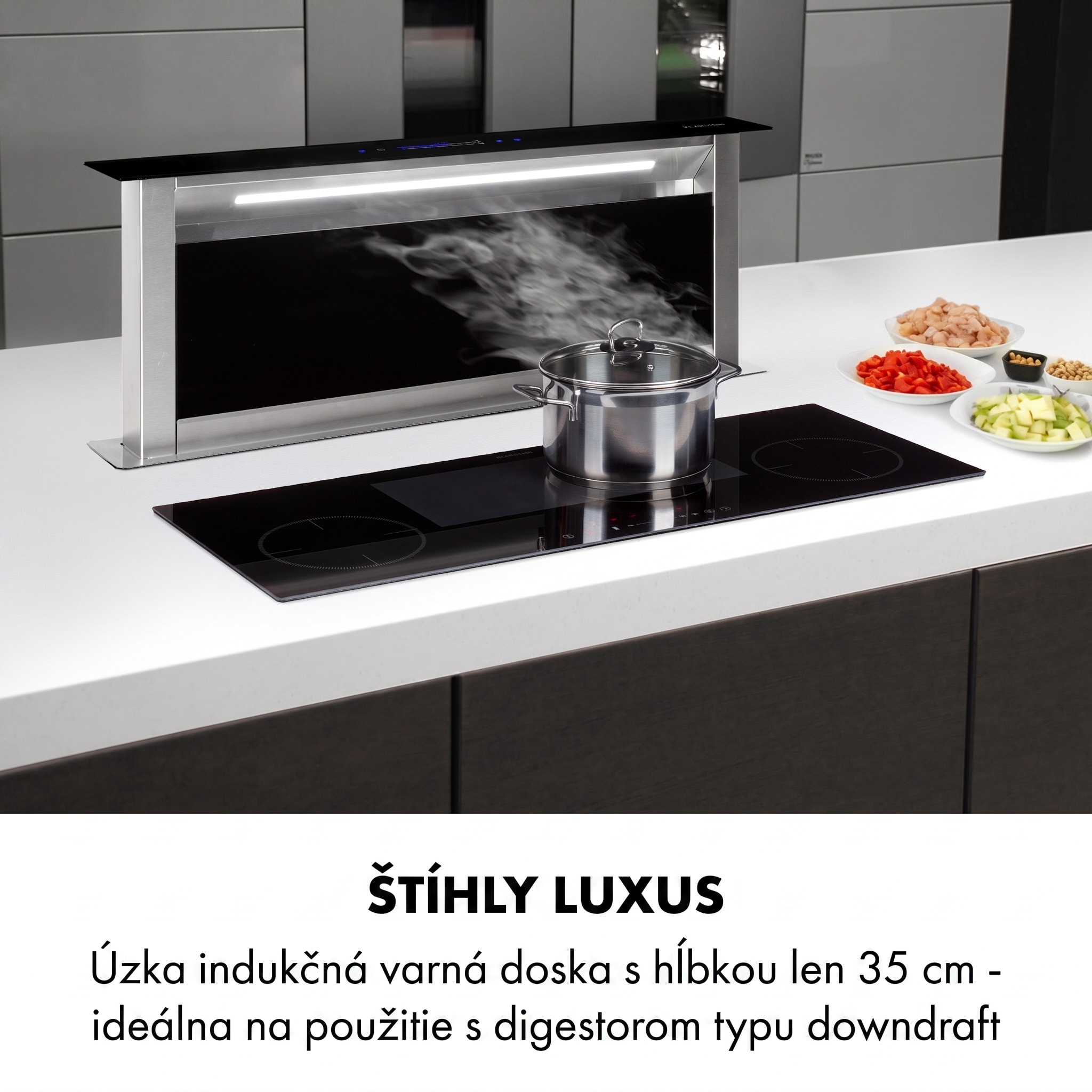 Klarstein Delicatessa 90 Slim, vstavaná indukčná varná doska, 7000 W, 4 zóny, samostatná – Obrázok 2