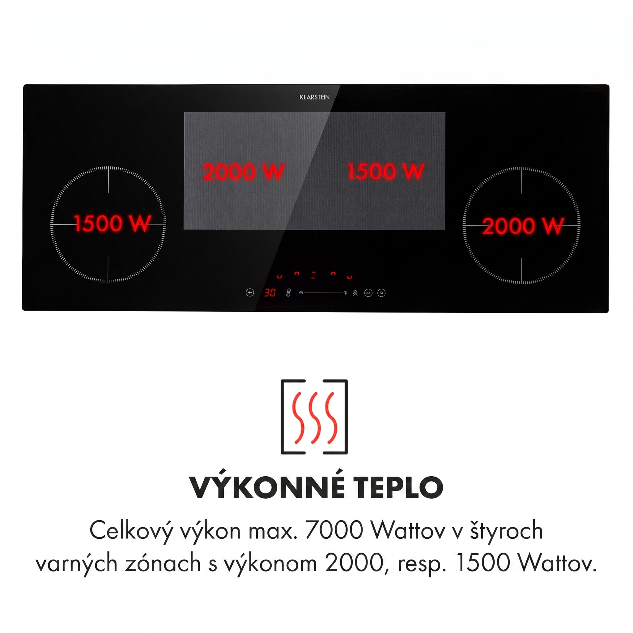 Klarstein Delicatessa 90 Slim, vstavaná indukčná varná doska, 7000 W, 4 zóny, samostatná – Obrázok 3