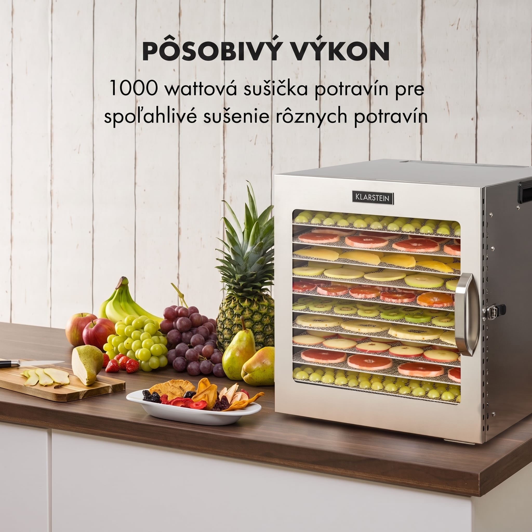 Klarstein Captain Jerky 110, sušička potravín, 1000 W, 30-90 °C, 24-hod. časovač, nehrdzavejúca oceľ – Obrázok 2
