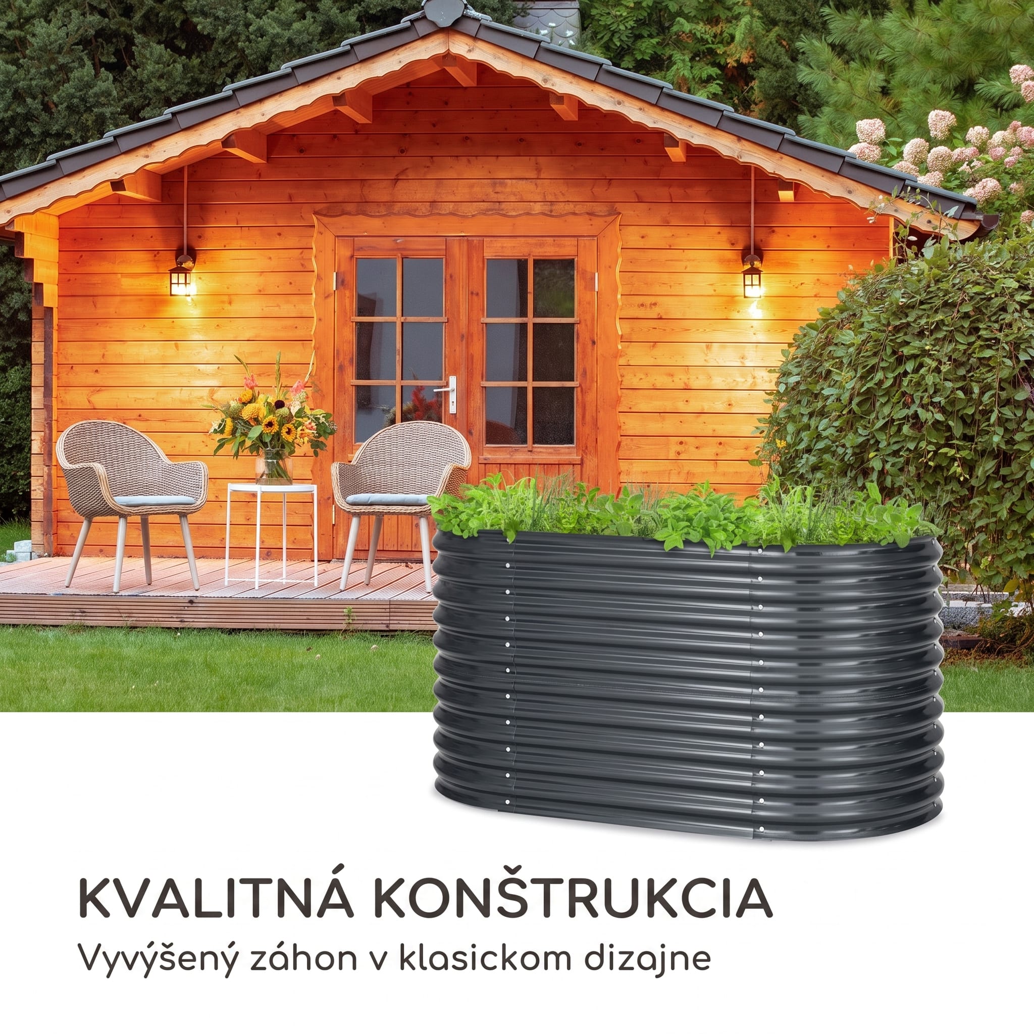 Blumfeldt High Grow, vyvýšený záhon, 160 x 80 x 80 cm, vlnovitý plech, jednoduchá montáž – Obrázok 2