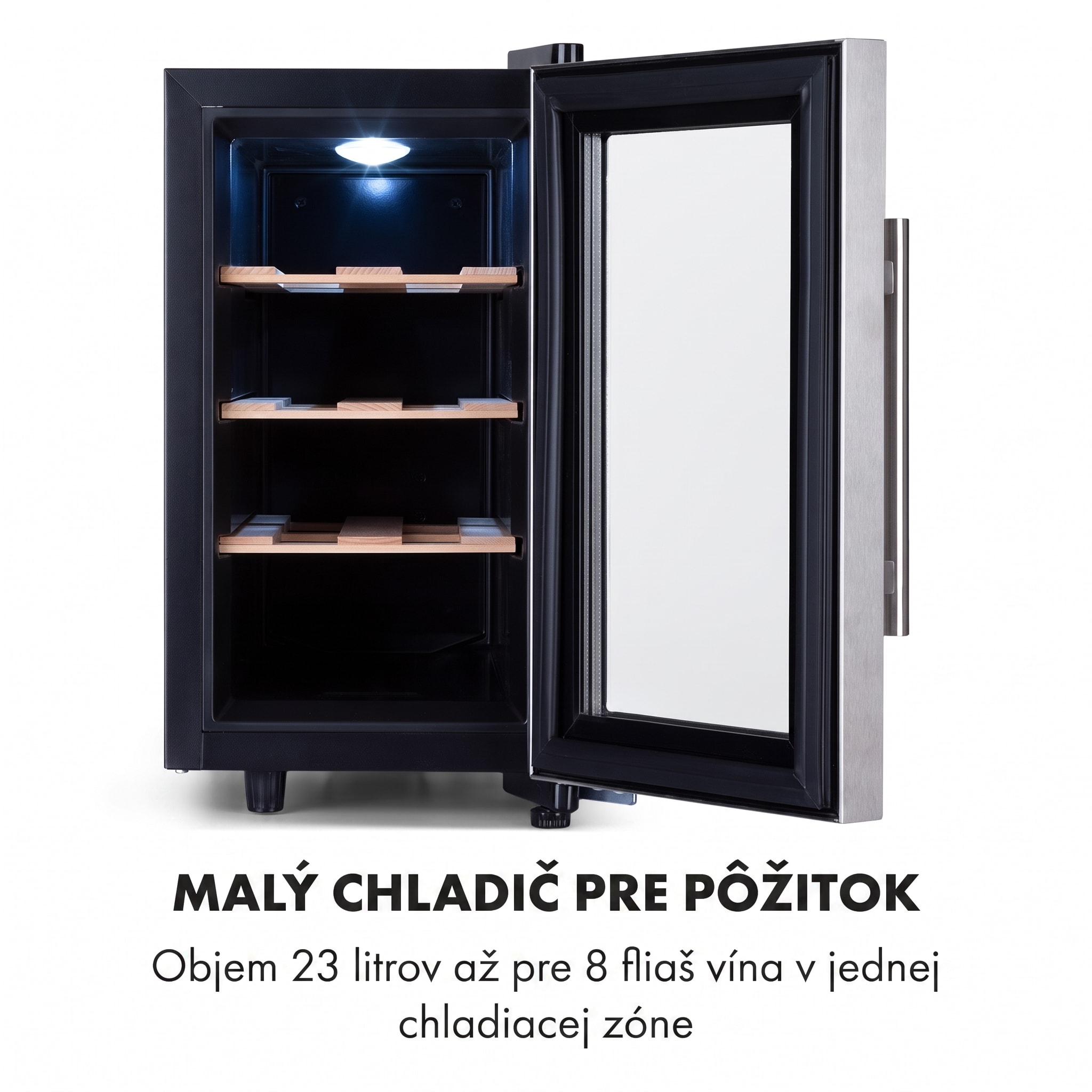 Klarstein Reserva 8 Uno, vinotéka, 23 l, 8 fliaš, 11–18°C, 26 dB, nehrdzavejúca oceľ – Obrázok 3