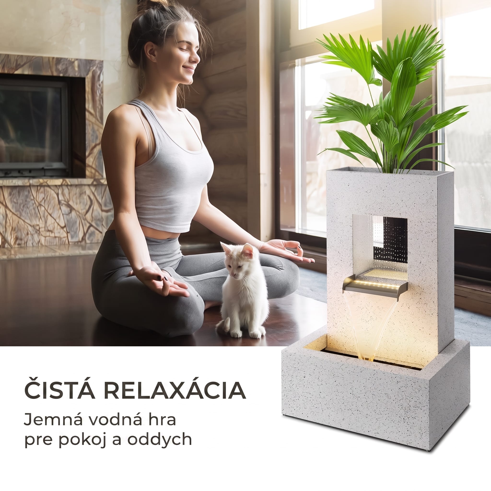 Blumfeldt Bloomingstone, fontána, záhradná fontána, okrasná fontána, 20 W, čerpadlo, zinok, LED – Obrázok 2