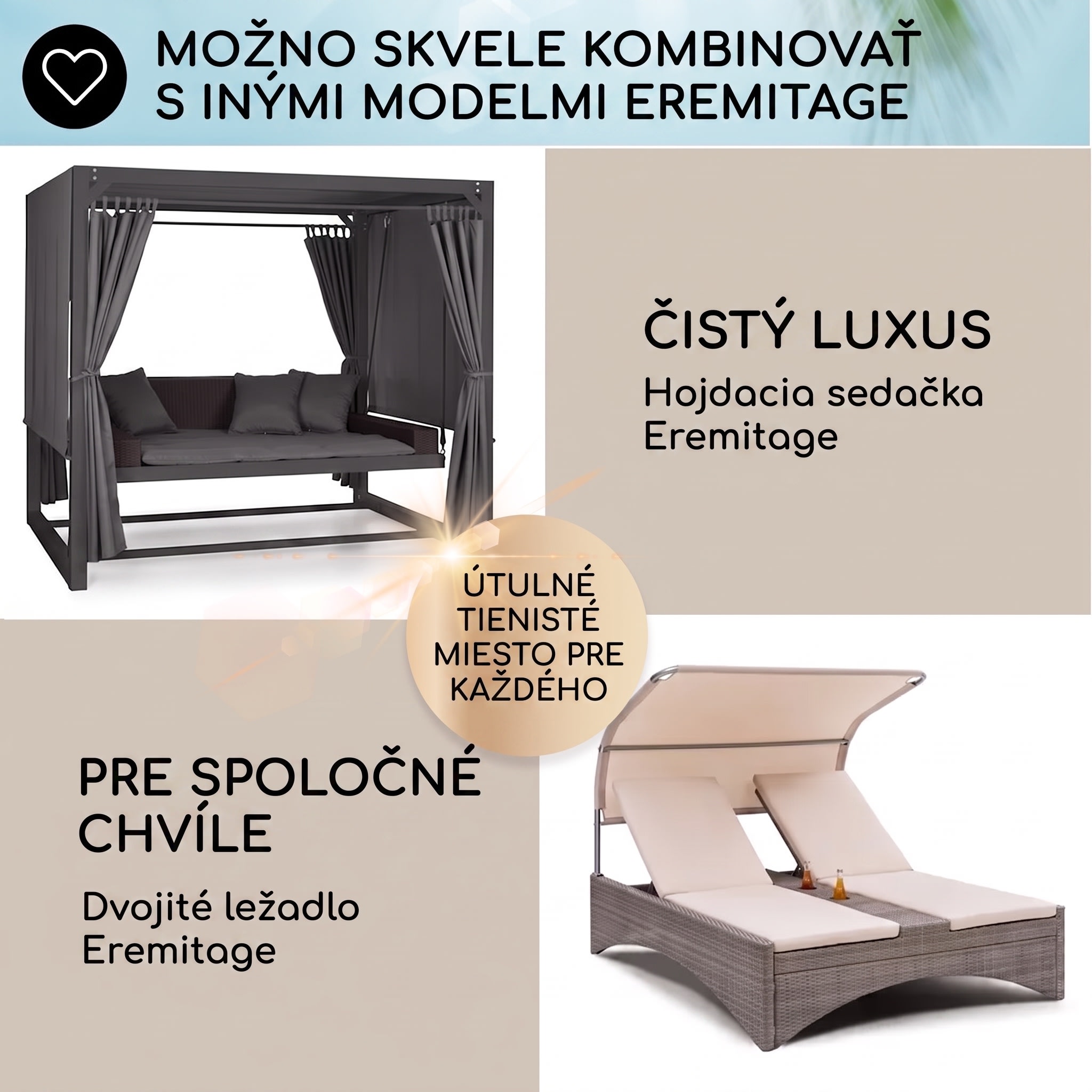 Blumfeldt Eremitage Double Lux, lehátko, 4 polohy, pre 2 osoby, 6 cm čalúnenie – Obrázok 5
