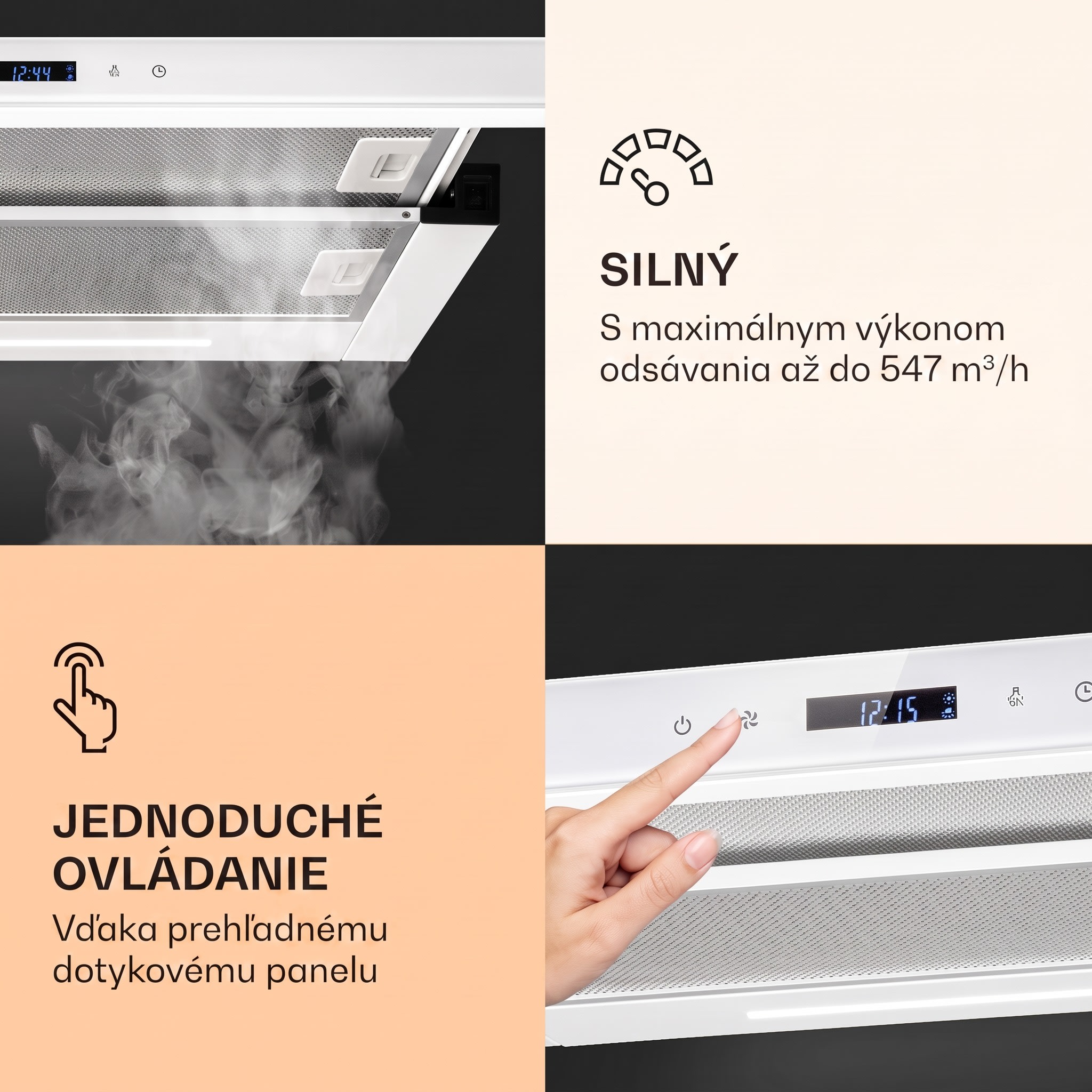 Klarstein Mariana Neo 60, plochý digestor, 60 cm, 640 m³/h, odsávanie vzduchu, LED – Obrázok 4