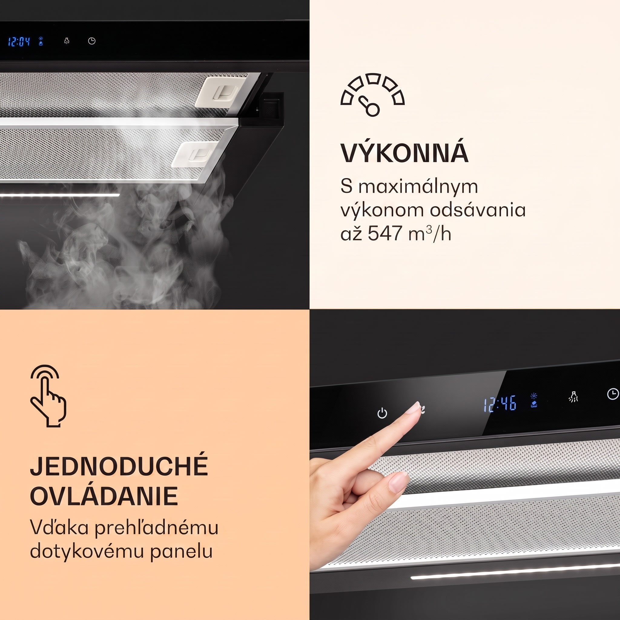 Klarstein Mariana Neo 60, plochý digestor, 60 cm, 640 m³/h, odsávanie vzduchu, LED – Obrázok 4