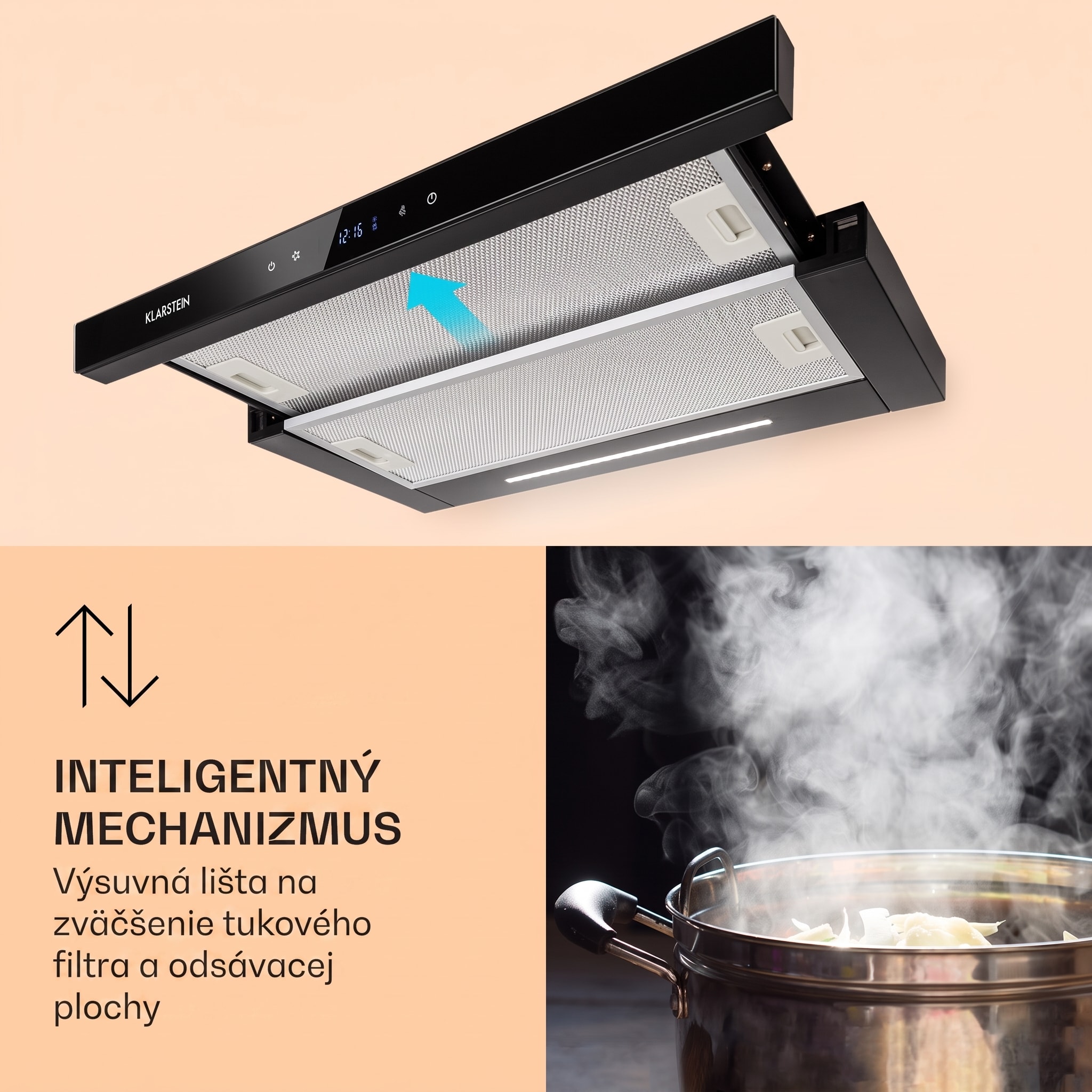 Klarstein Mariana Neo 60, plochý digestor, 60 cm, 640 m³/h, odsávanie vzduchu, LED – Obrázok 5