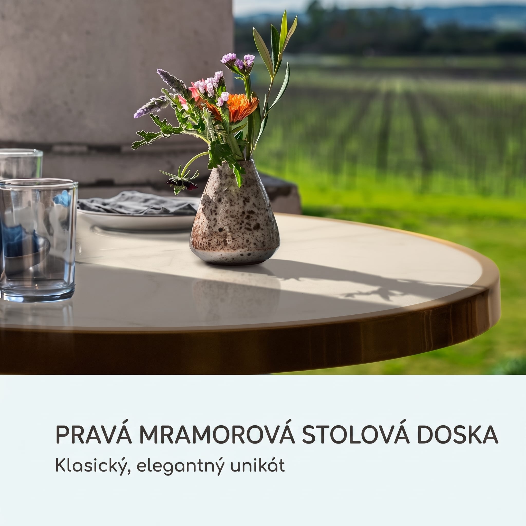 Blumfeldt Patras Lux, bistro stôl s trojnohým podstavcom, mramorový stôl, Ø: 57,5 cm, výška: 72 cm – Obrázok 3