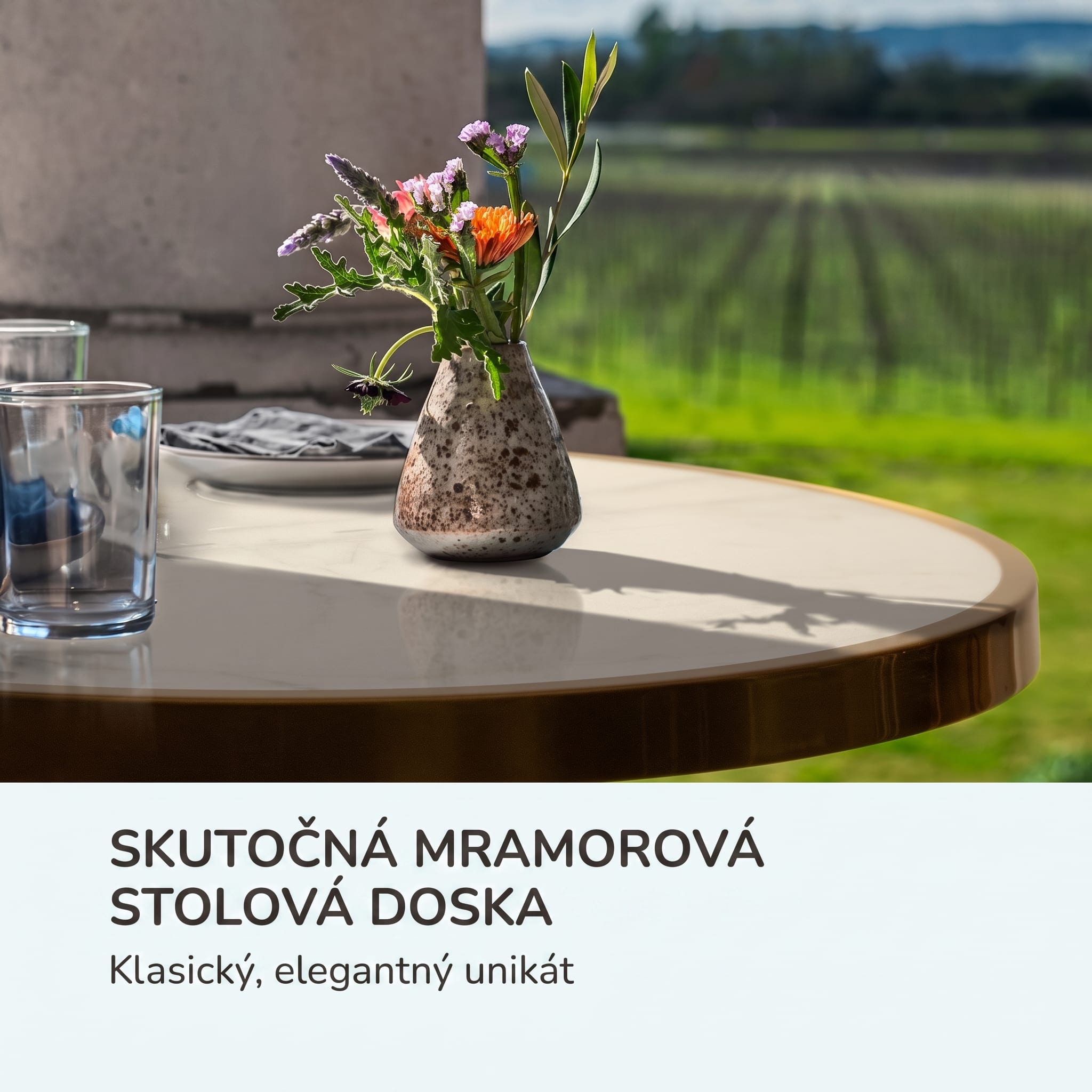 Blumfeldt Patras Jewel, mramorový stôl, secesný štýl, Ø: 57,5 cm, výška: 75 cm, liatinový stojan – Obrázok 3