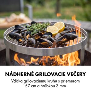 Blumfeldt Savage 2.0 Tall, ohnisko s grilom, bambusové bočné stolíky, ochranný kryt