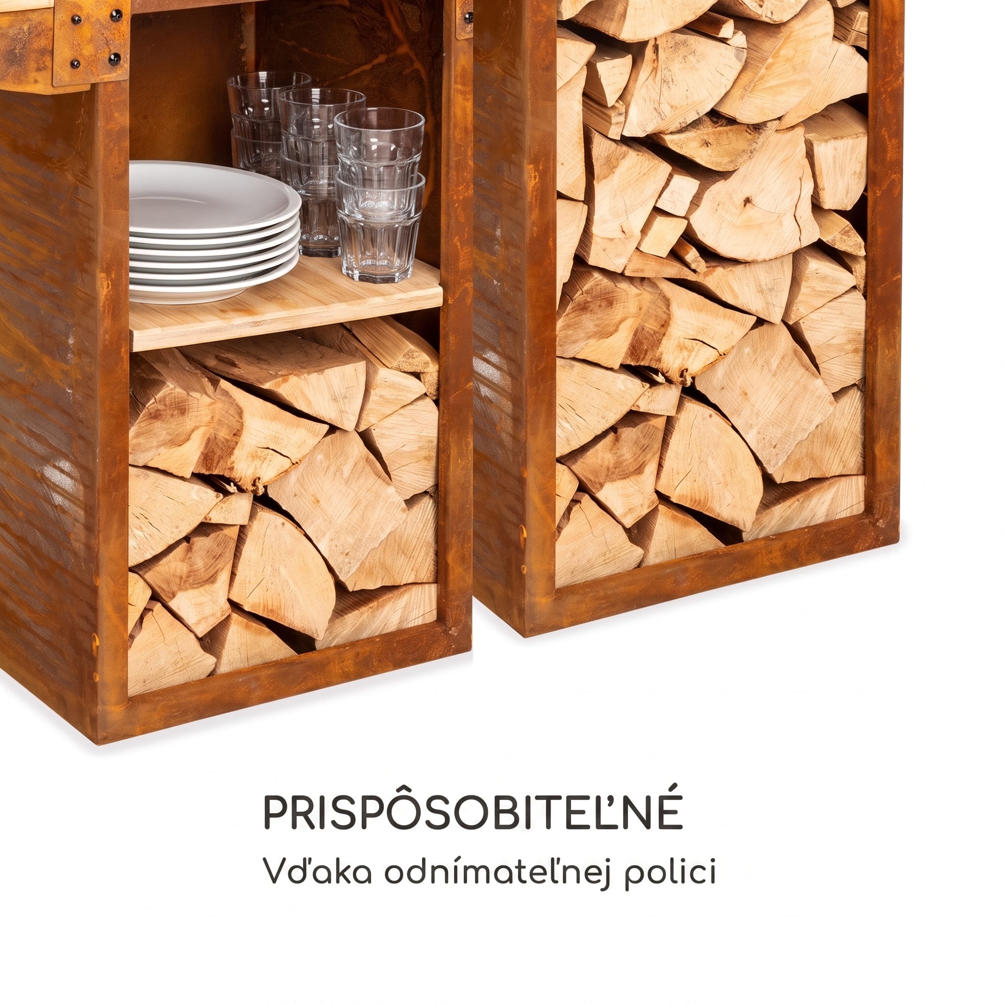 Blumfeldt Savage 2.0 Tall, ohnisko s grilom, bambusové bočné stolíky, ochranný kryt – Obrázok 3