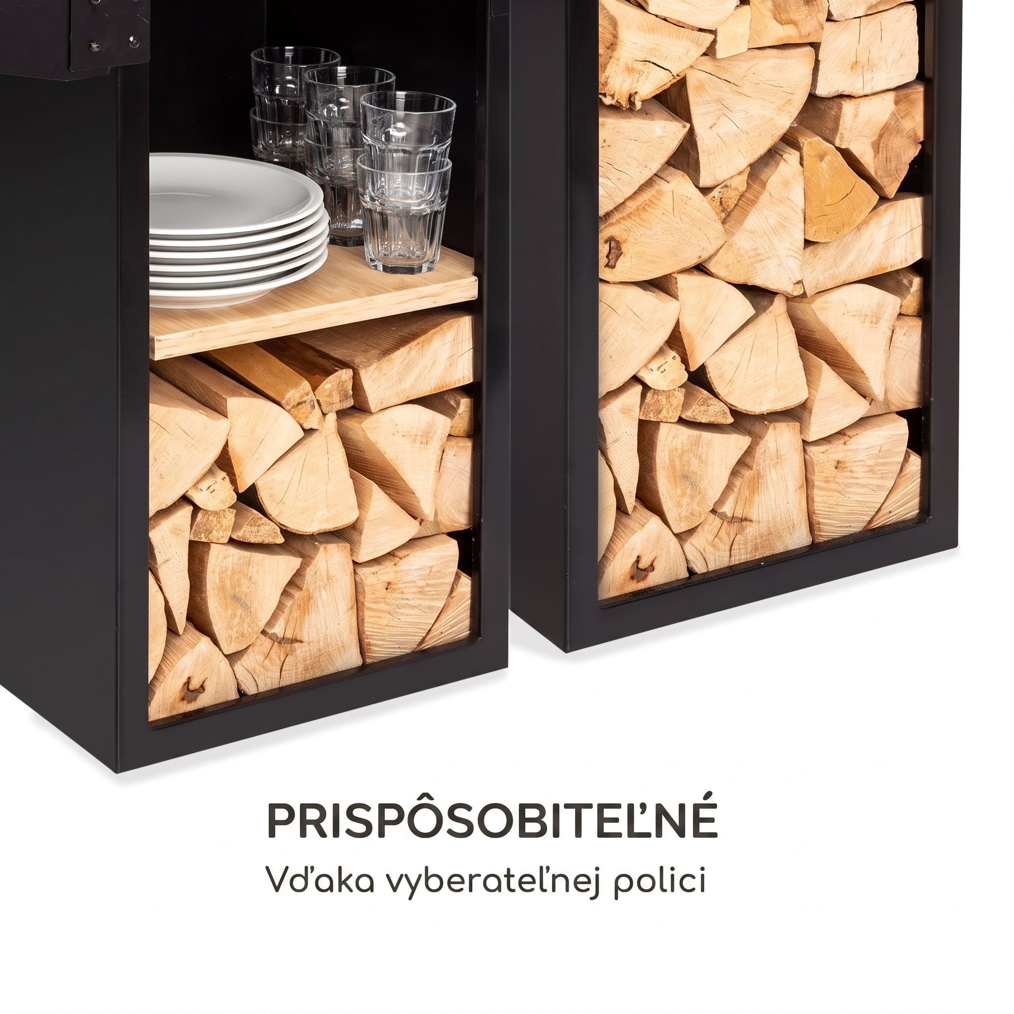 Blumfeldt Savage 2.0 Tall, ohnisko s grilom, bambusové bočné stolíky, ochranný kryt – Obrázok 3