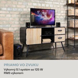 Auna Areal 525 DG, 5.1 systém domáceho kina, 125 W RMS, optický vstup, BT, USB, SD, AUX, diaľkový ovládač