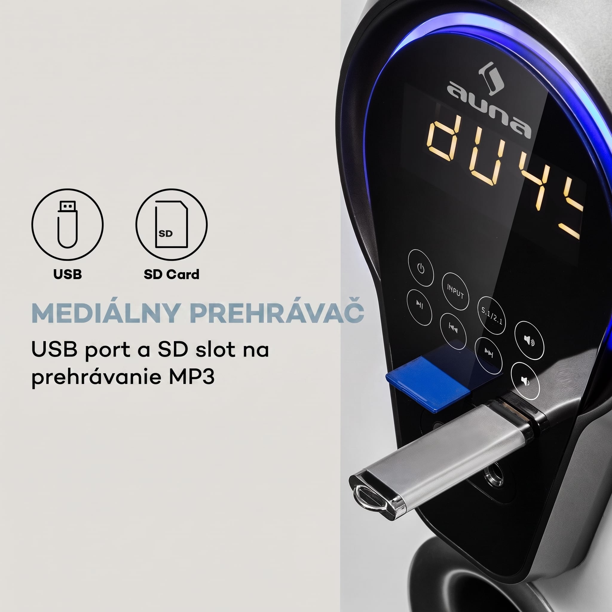 Auna Areal 525 DG, 5.1 systém domáceho kina, 125 W RMS, optický vstup, BT, USB, SD, AUX, diaľkový ovládač – Obrázok 4