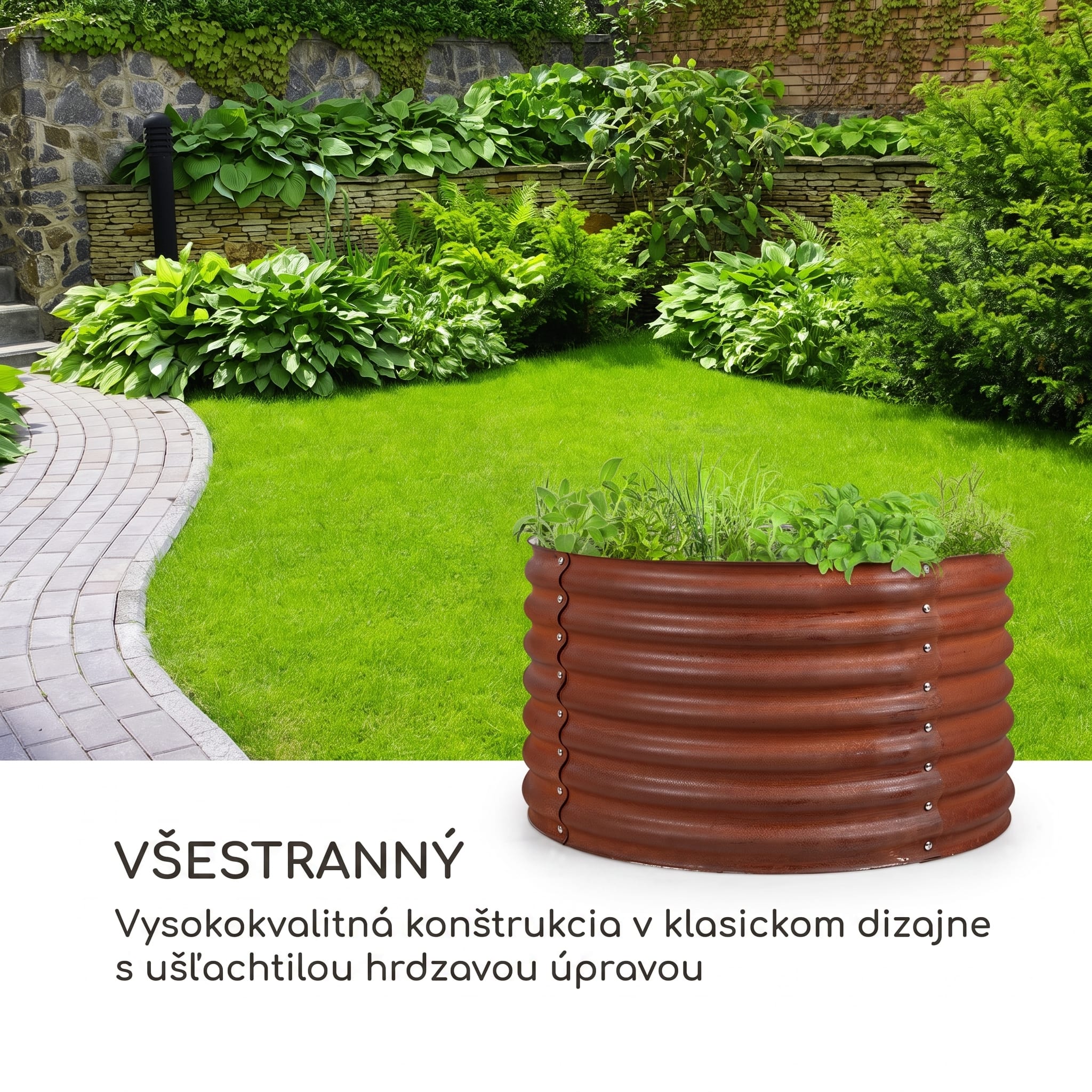 Blumfeldt Rust Grow, vyvýšený záhon, záhradný záhon, pozinkovaný oceľový plech, hrdzavá úprava