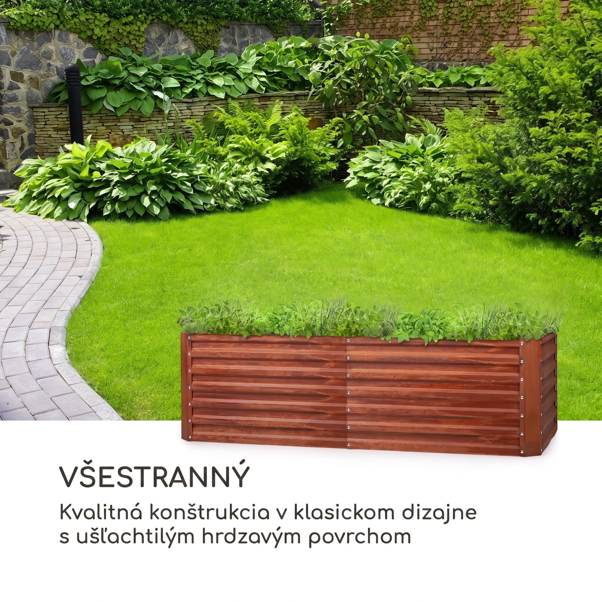 Blumfeldt Rust Grow vyvýšený záhon záhradný záhon pozinkovaný oceľový plech s hrdzavým efektom – Obrázok 2