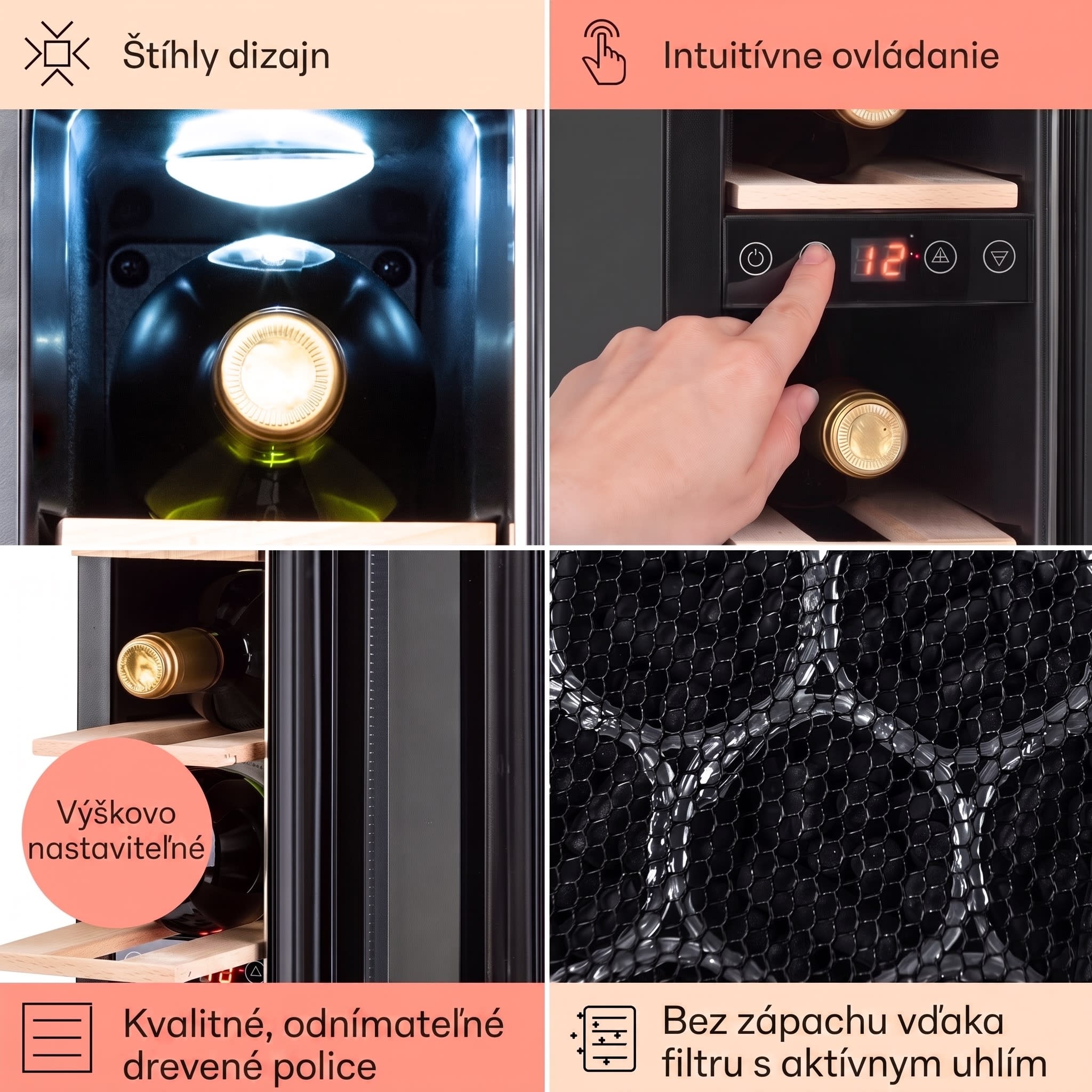 Klarstein Vinovilla 7 built-in Uno, vstavaná vinotéka, sklo, nehrdzavejúca oceľ – Obrázok 5