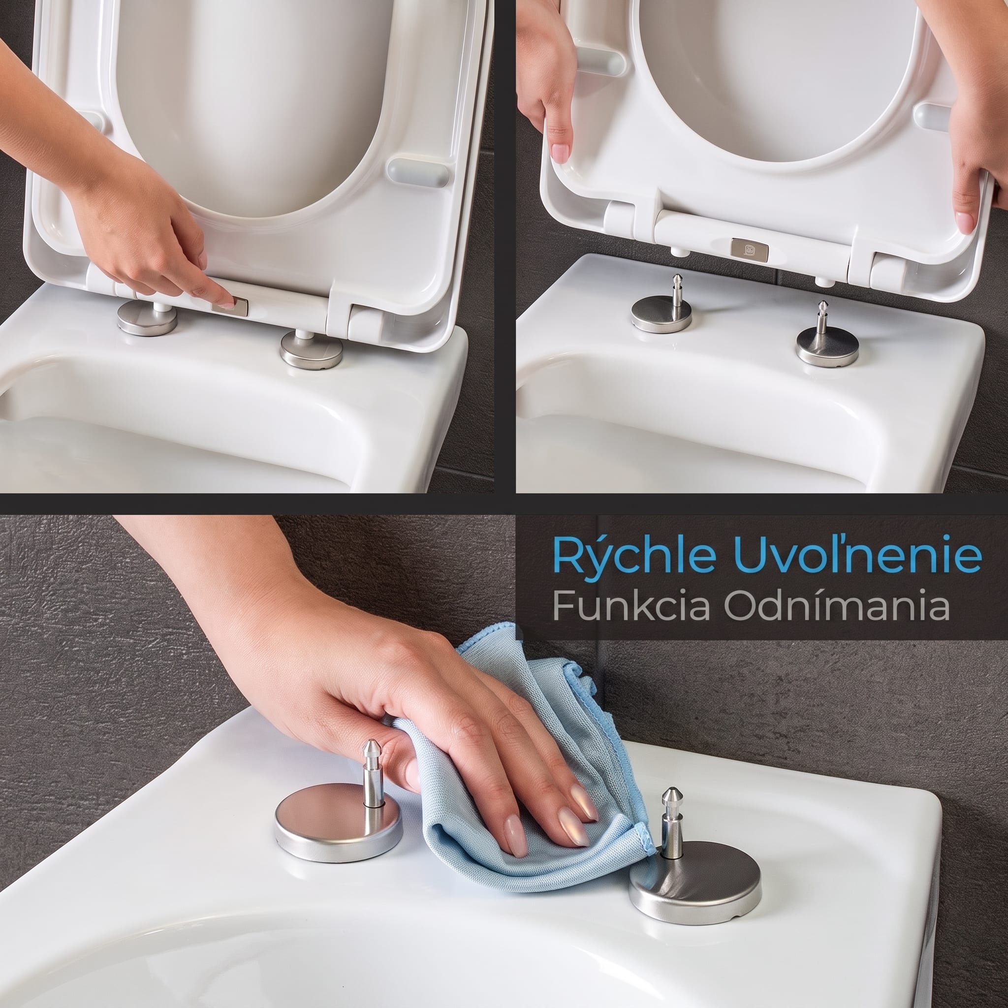 Blumfeldt Senzano WC sedadlo D-tvar s tichým zatváraním antibakteriálne – Obrázok 4