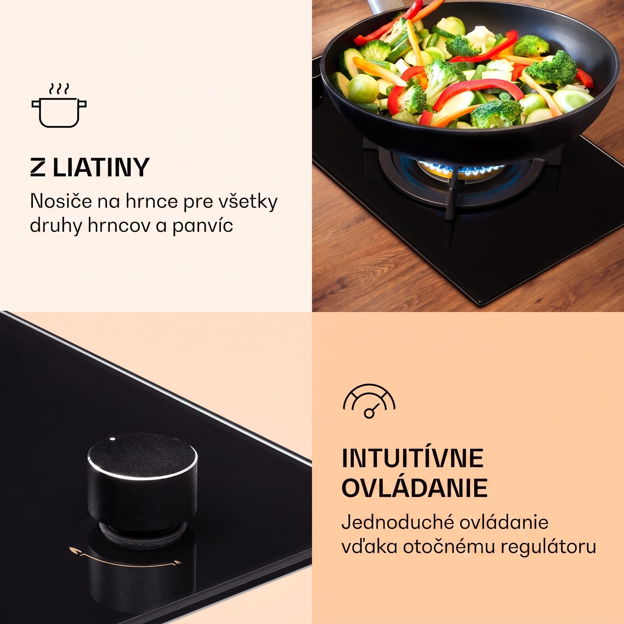 Klarstein Goldflame plynová varná doska 1 Wok horák sklokeramika – Obrázok 3