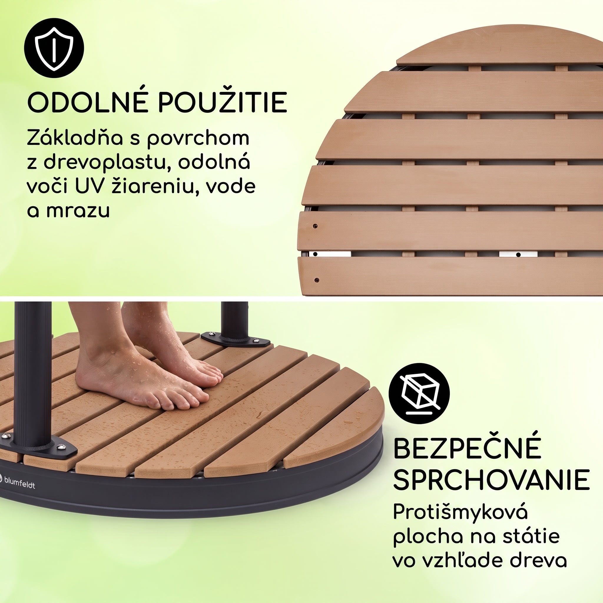 Blumfeldt Sumatra Falls okrúhla záhradná sprcha WPC hliník Ø 80 cm – Obrázok 3