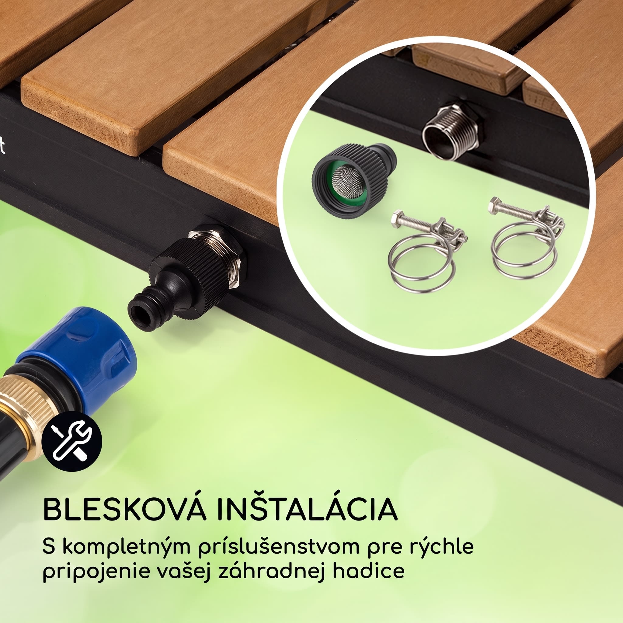 Blumfeldt Sumatra Breeze Square záhradná sprcha WPC hliník 70x55 cm štvorcová – Obrázok 5