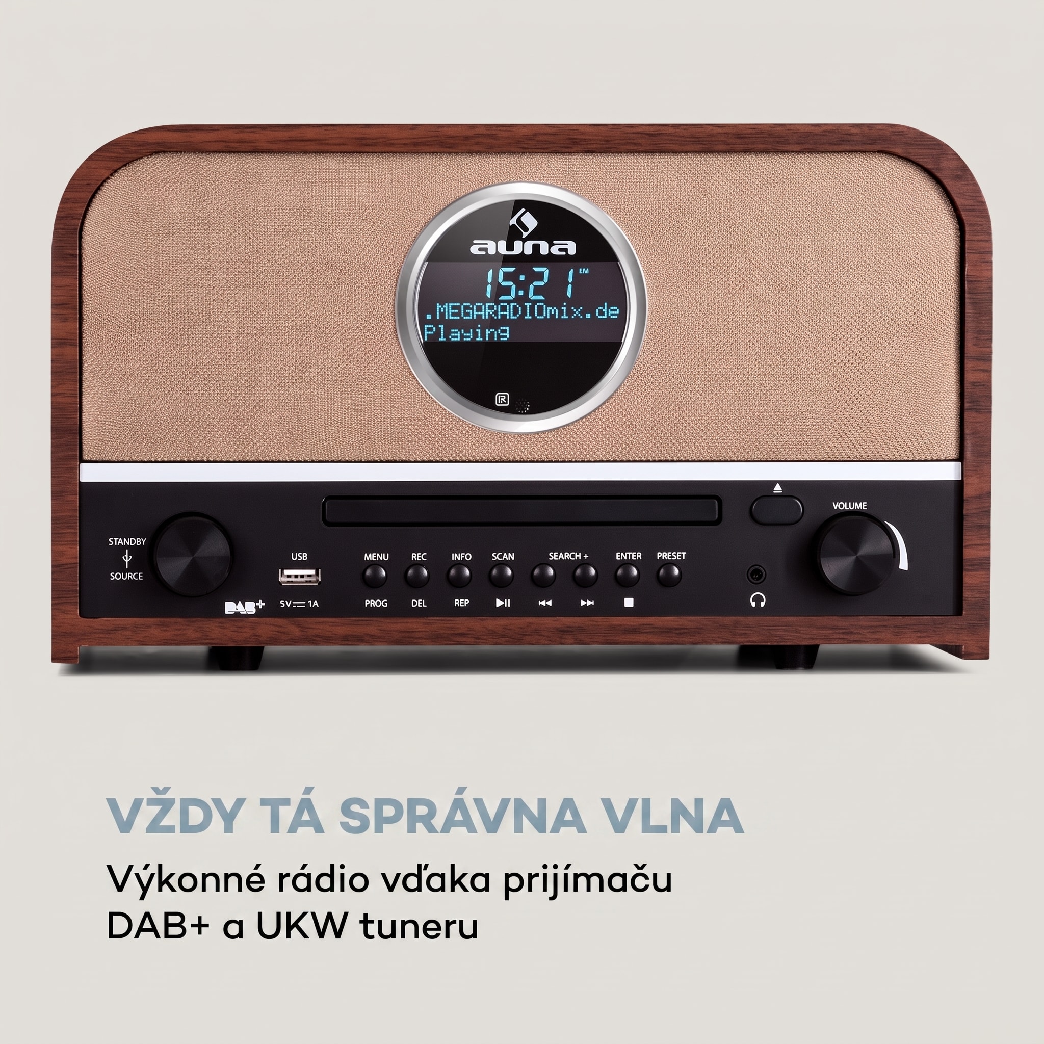 auna Columbia DAB rádio 60 W CD prehrávač DAB+/FM tuner USB nahrávanie Bluetooth – Obrázok 3