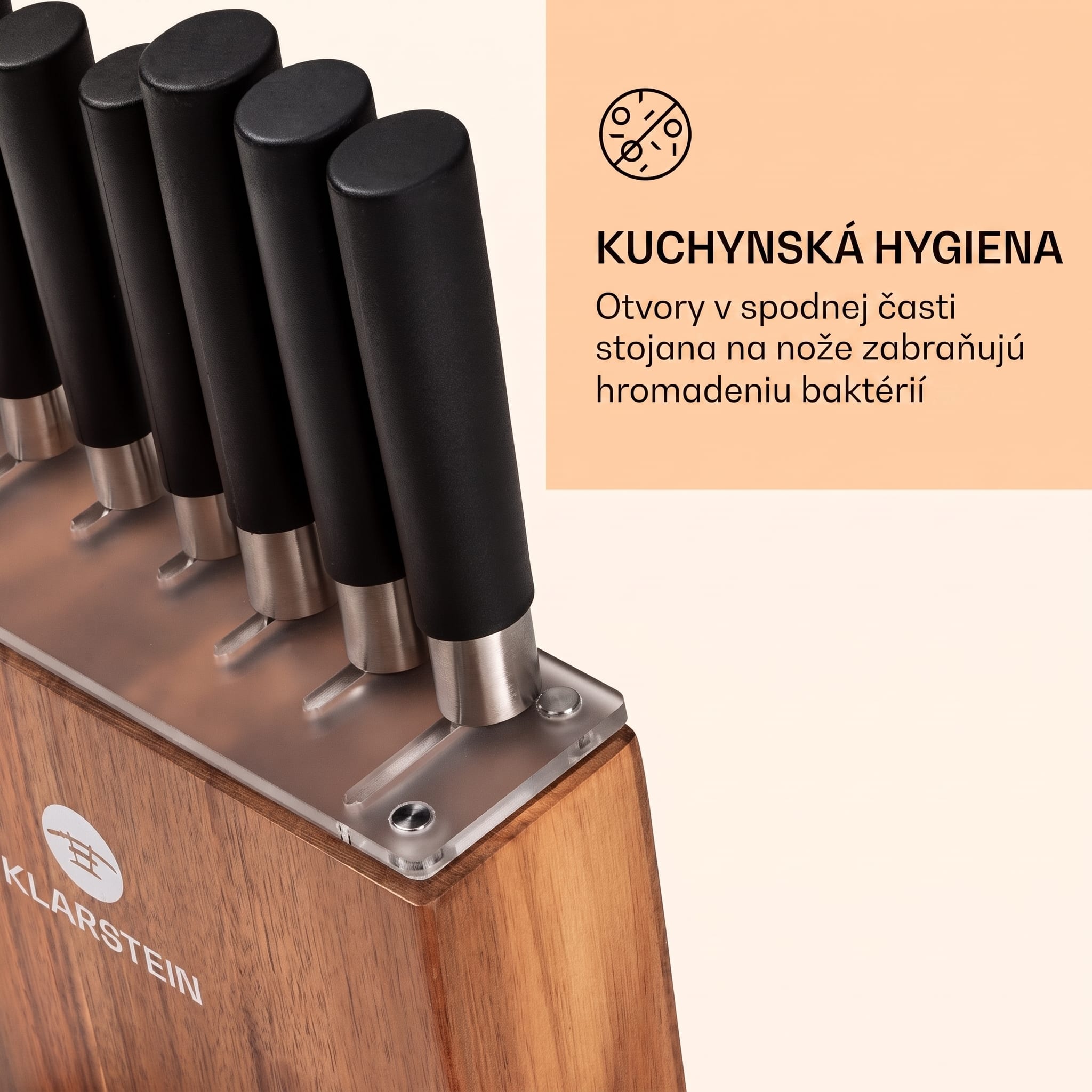 Klarstein Kitano 8-dielna sada nožov so stojanom 7 nožov oceľ, elegantný drevený blok – Obrázok 5