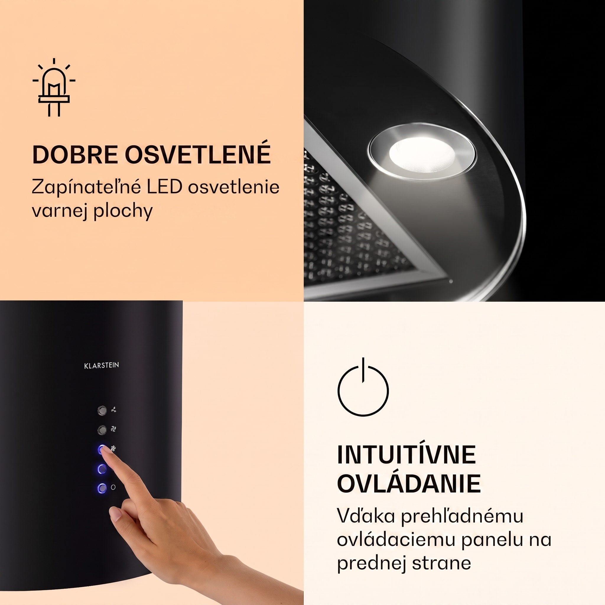 Klarstein Barella, digestor, 38 cm, 518 m³/h, LED, biely – Obrázok 3