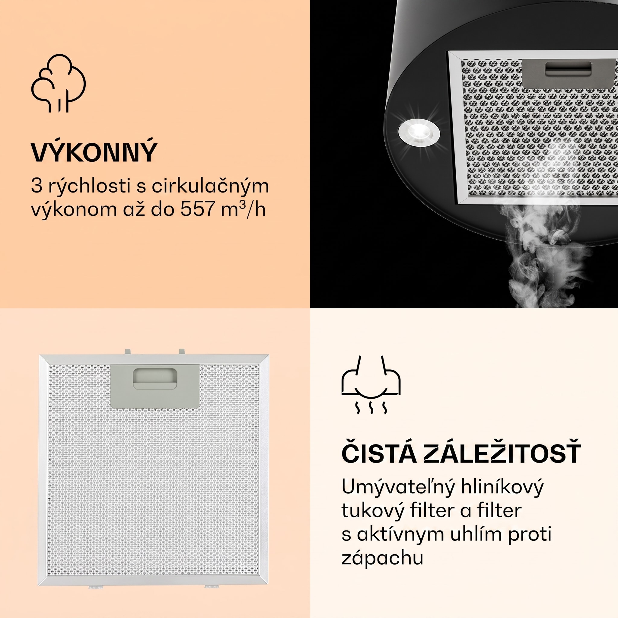 Klarstein Barella, digestor, 38 cm, 518 m³/h, LED, biely – Obrázok 4