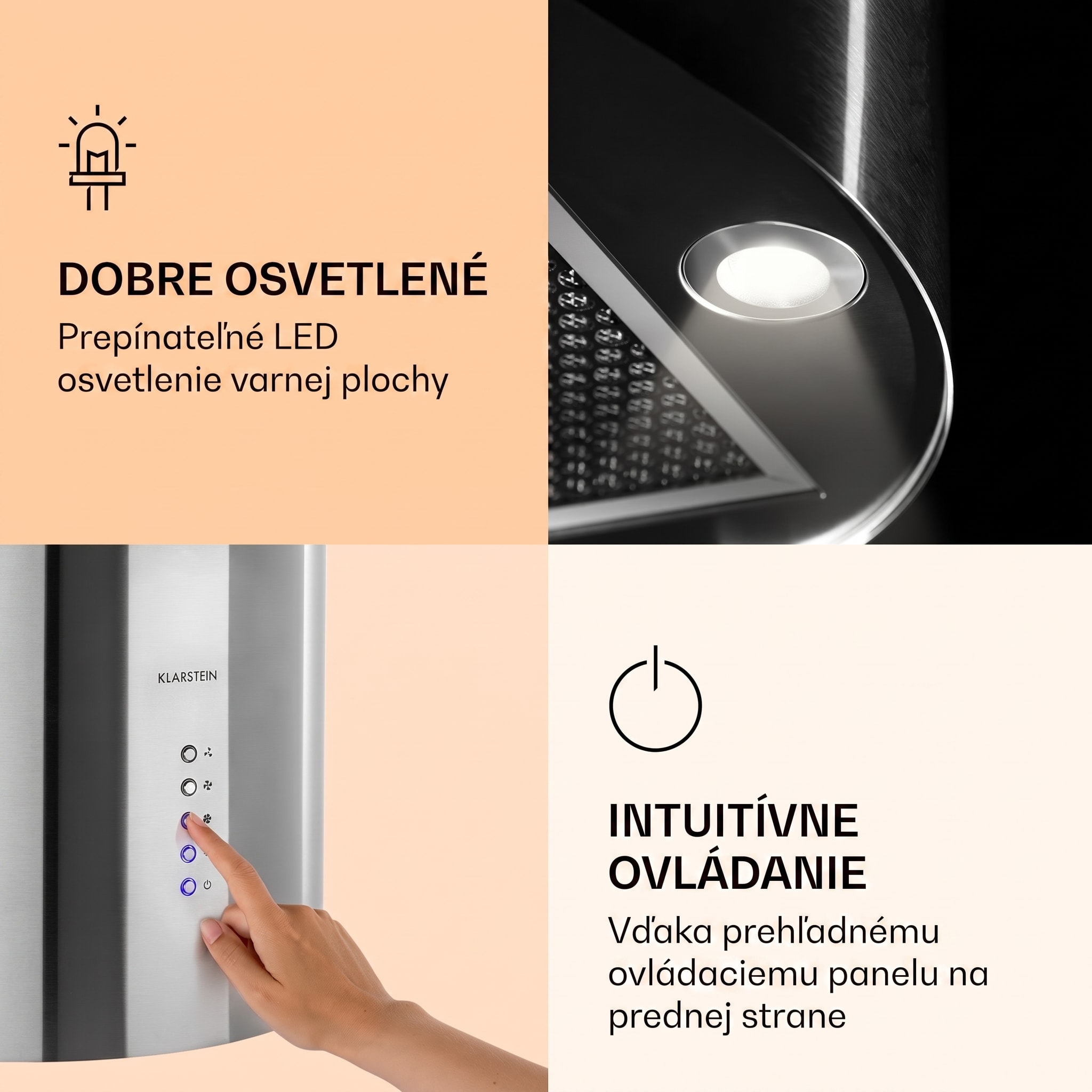 Klarstein Barella, digestor, 38 cm, 518 m³/h, LED, biely – Obrázok 3