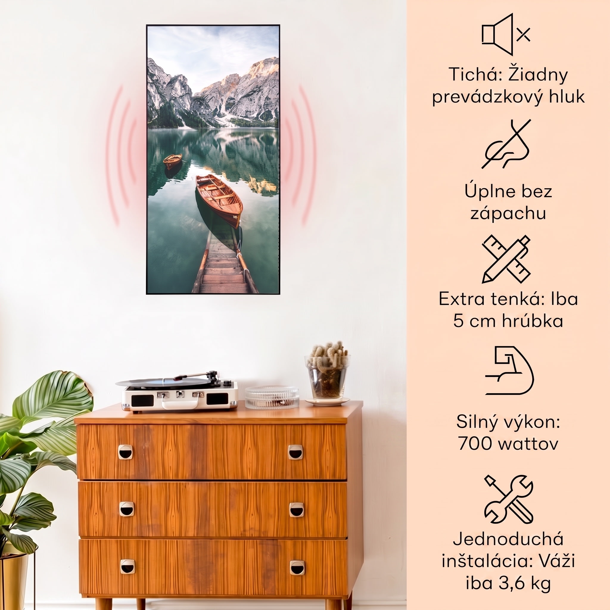 Klarstein Wonderwall Air Art Smart, infračervený ohrievač, 60 x 120 cm, 700 W, more vertikálne – Obrázok 2