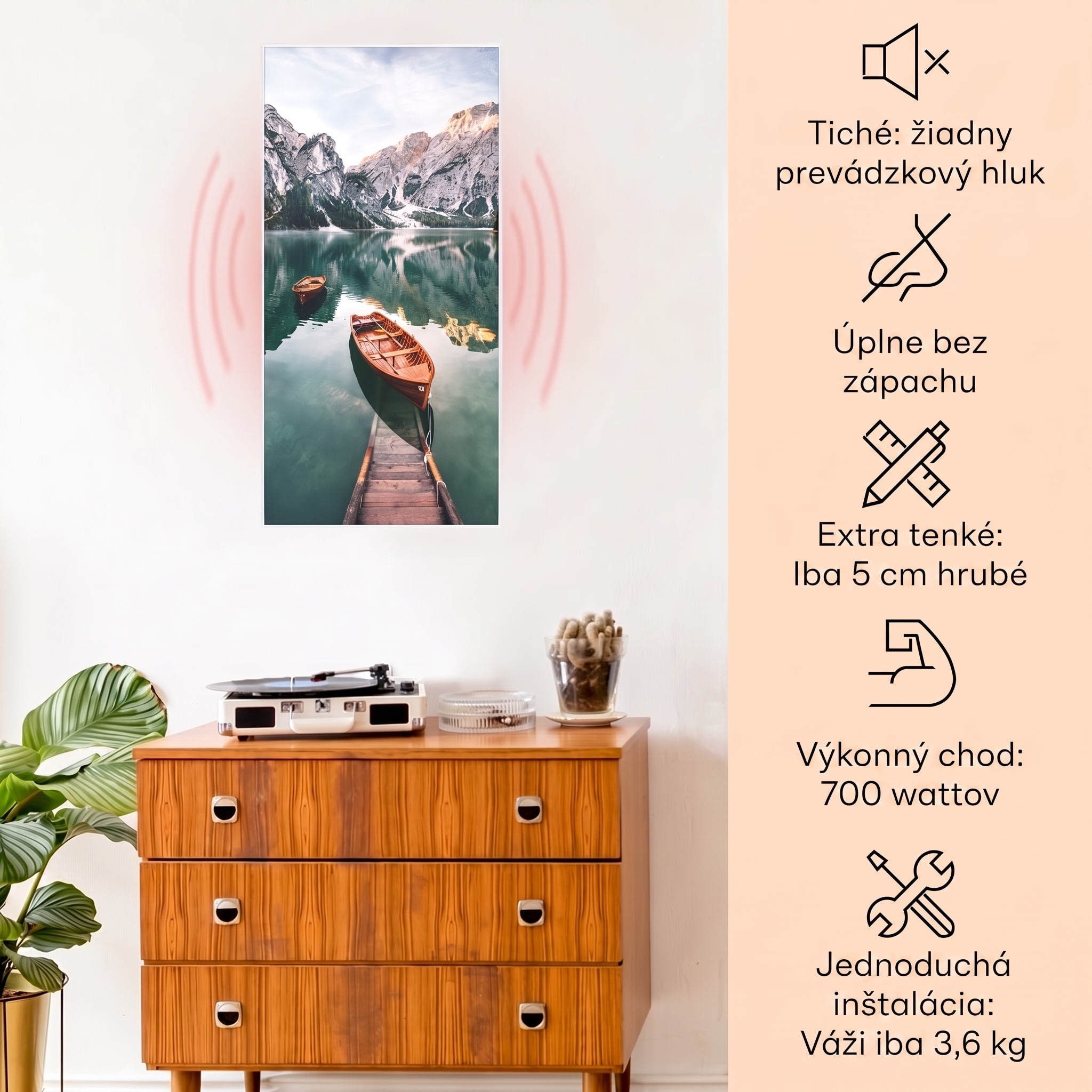 Klarstein Wonderwall Air Art Smart, infračervený ohrievač, 60 x 120 cm, 700 W, more vertikálne – Obrázok 2