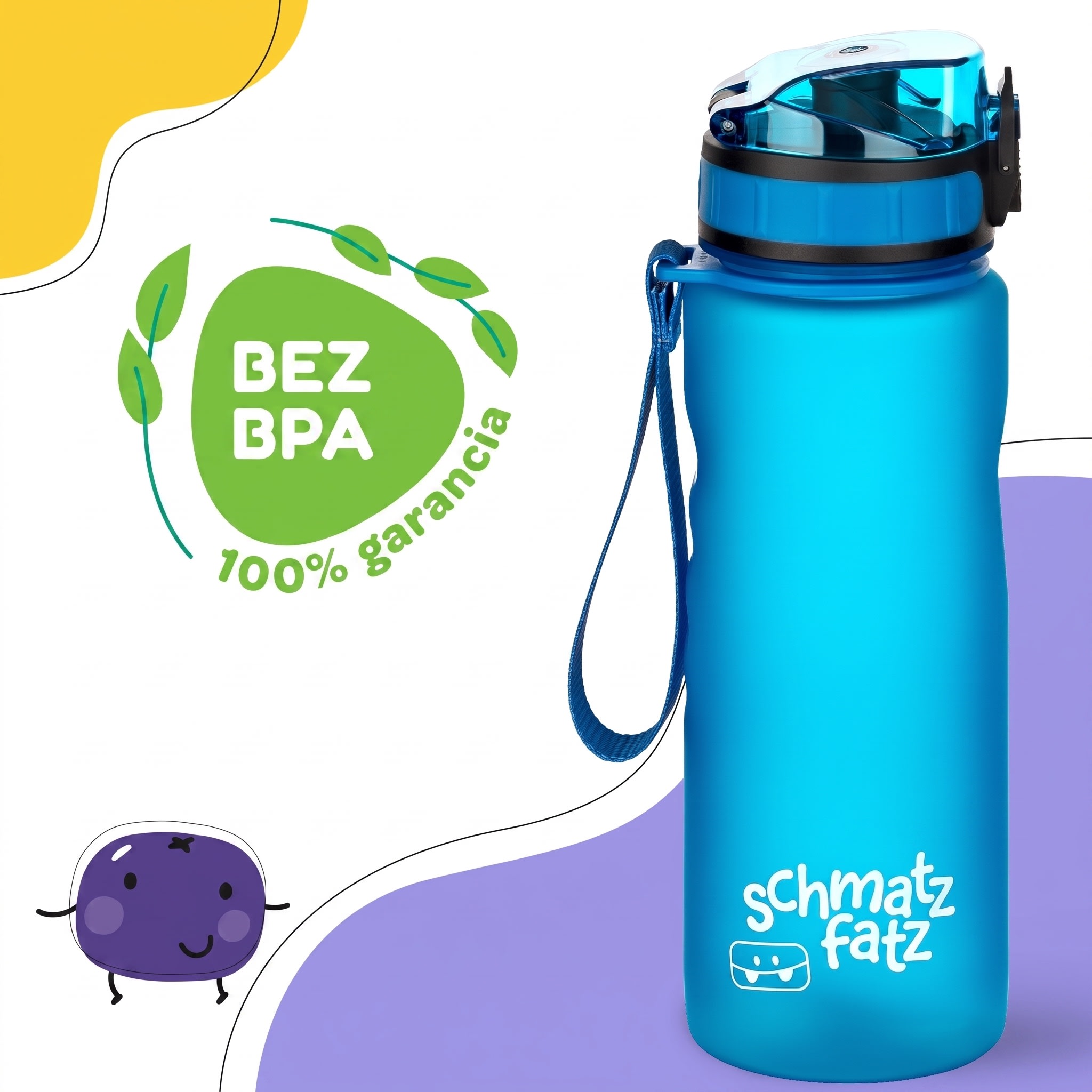 Klarstein Schmatzfatz Wakaba detská fľaša na pitie | 500 ml | Tritan | Popruh na prenášanie | Bez BPA – Obrázok 2