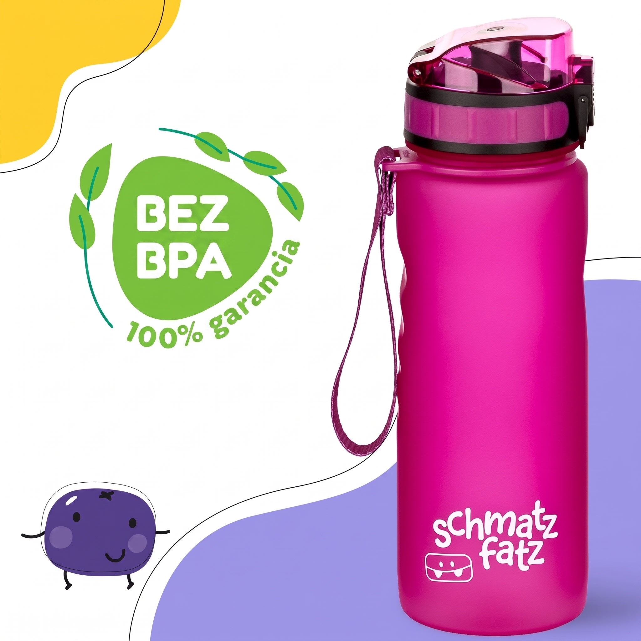 Klarstein Schmatzfatz Wakaba detská fľaša na pitie | 500 ml | Tritan | Popruh na prenášanie | Bez BPA – Obrázok 2