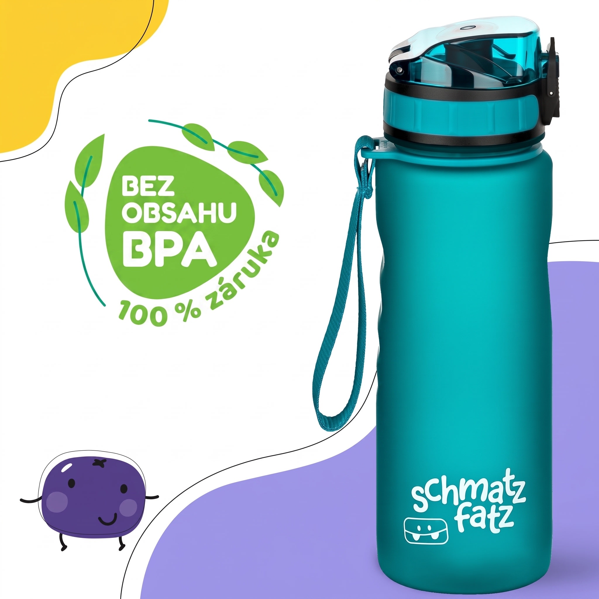 Klarstein Schmatzfatz Wakaba detská fľaša na pitie | 500 ml | Tritan | Popruh na prenášanie | Bez BPA – Obrázok 2