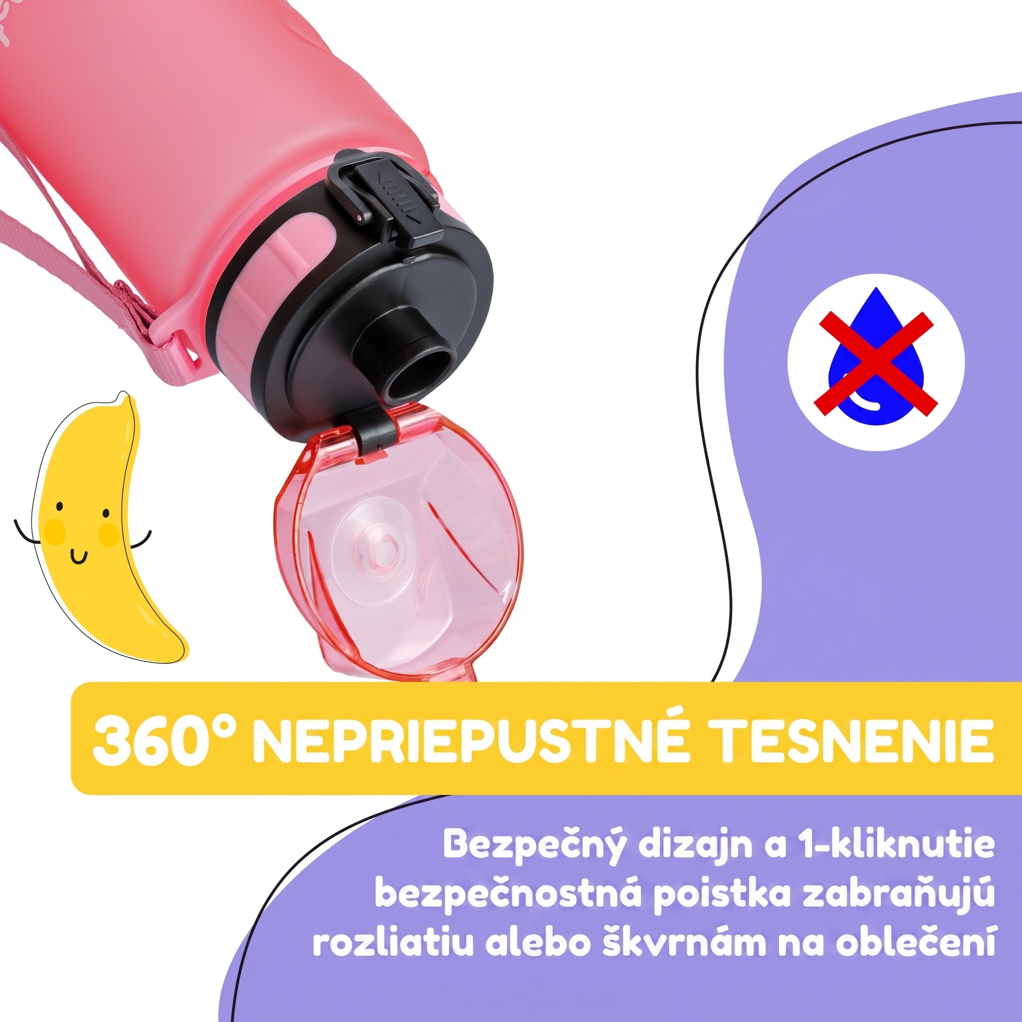 Klarstein Schmatzfatz Wakaba fľaša na pitie | 350 ml | Tritan | Popruh na prenášanie | Bez BPA – Obrázok 3