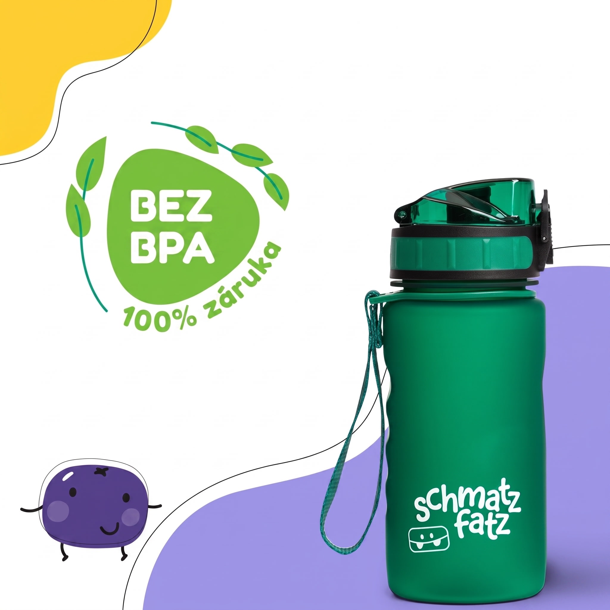 Klarstein Schmatzfatz Wakaba fľaša na pitie | 350 ml | Tritan | Popruh na prenášanie | Bez BPA – Obrázok 2