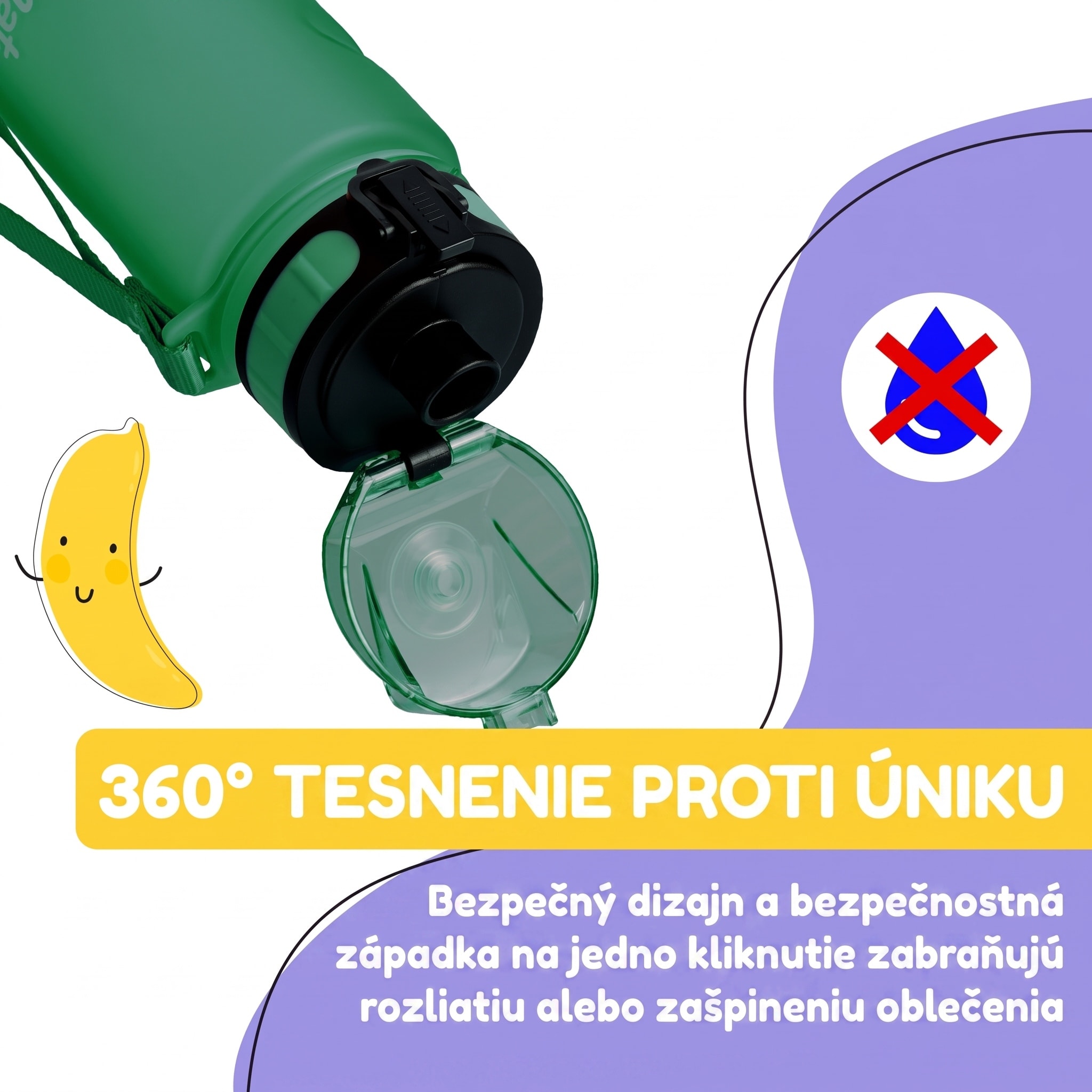 Klarstein Schmatzfatz Wakaba fľaša na pitie | 350 ml | Tritan | Popruh na prenášanie | Bez BPA – Obrázok 3
