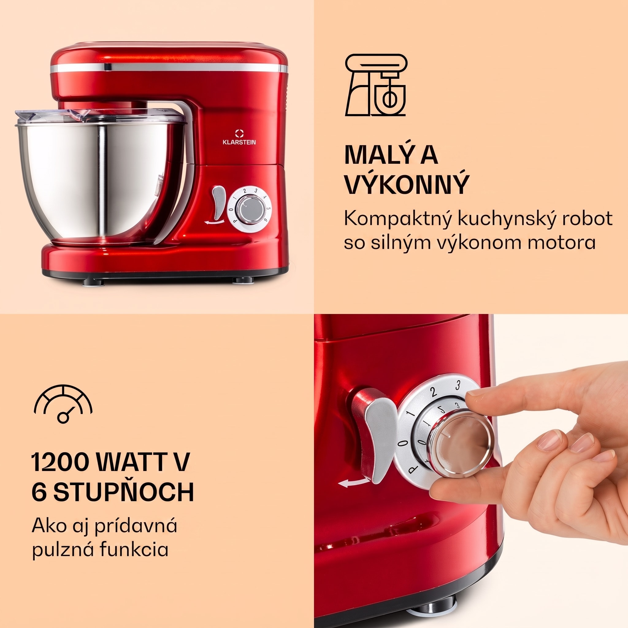 Klarstein Bella Mini, kuchynský robot, 1200 W, 6 stupňov, 4 l, pulzná funkcia, nehrdzavejúca oceľ – Obrázok 3