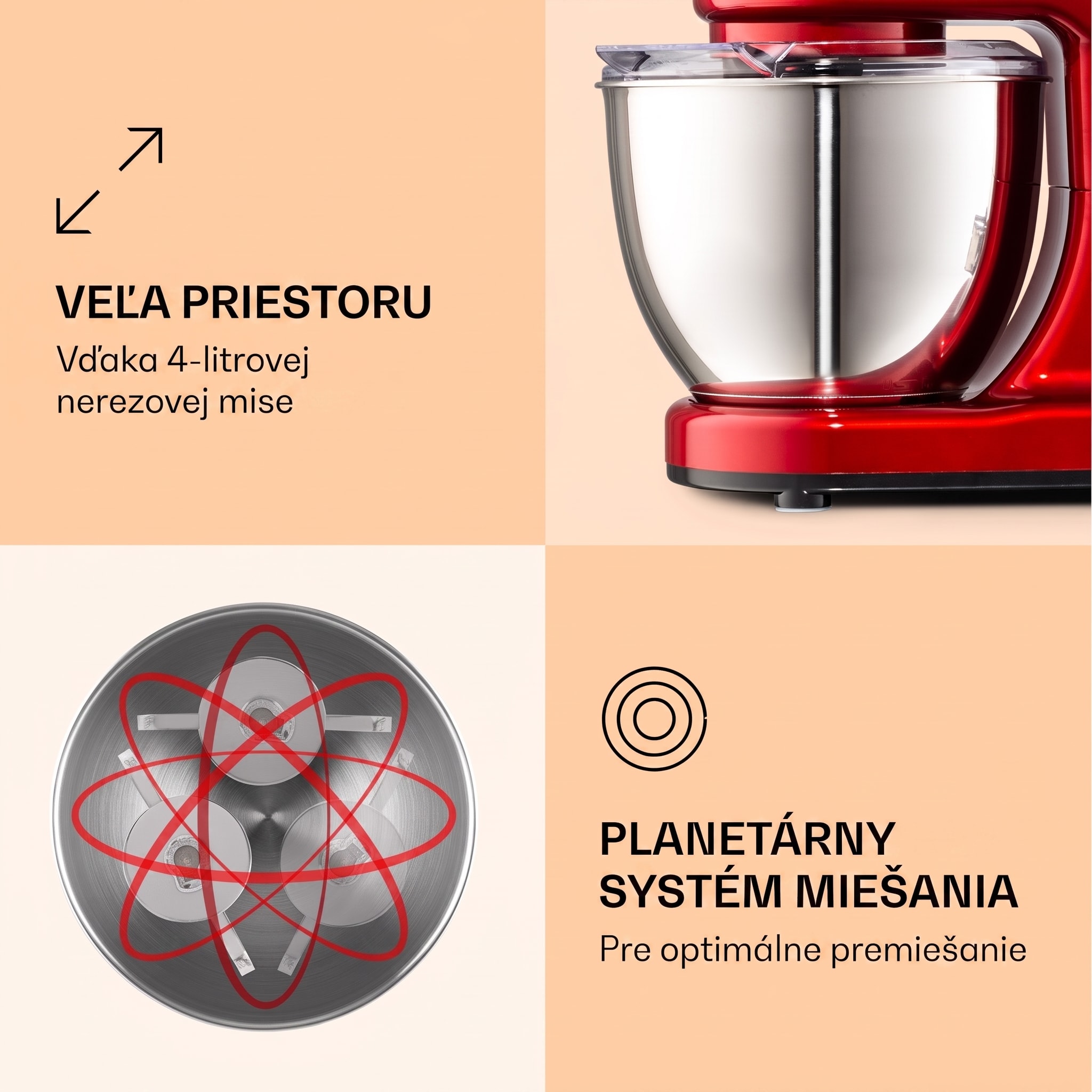 Klarstein Bella Mini, kuchynský robot, 1200 W, 6 stupňov, 4 l, pulzná funkcia, nehrdzavejúca oceľ – Obrázok 4