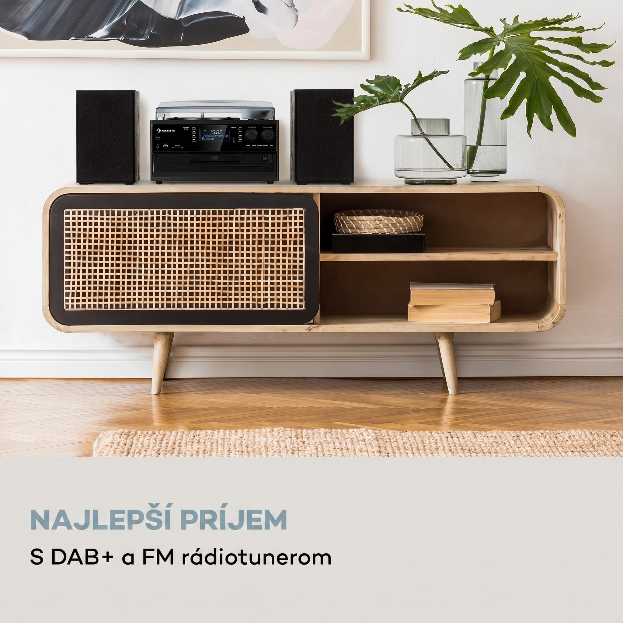 Auna Oakland DAB Plus, retro stereo systém, DAB+/FM, BT funkcia, vinyl, CD prehrávač, kazetový prehrávač. vrátane reproduktorov – Obrázok 2